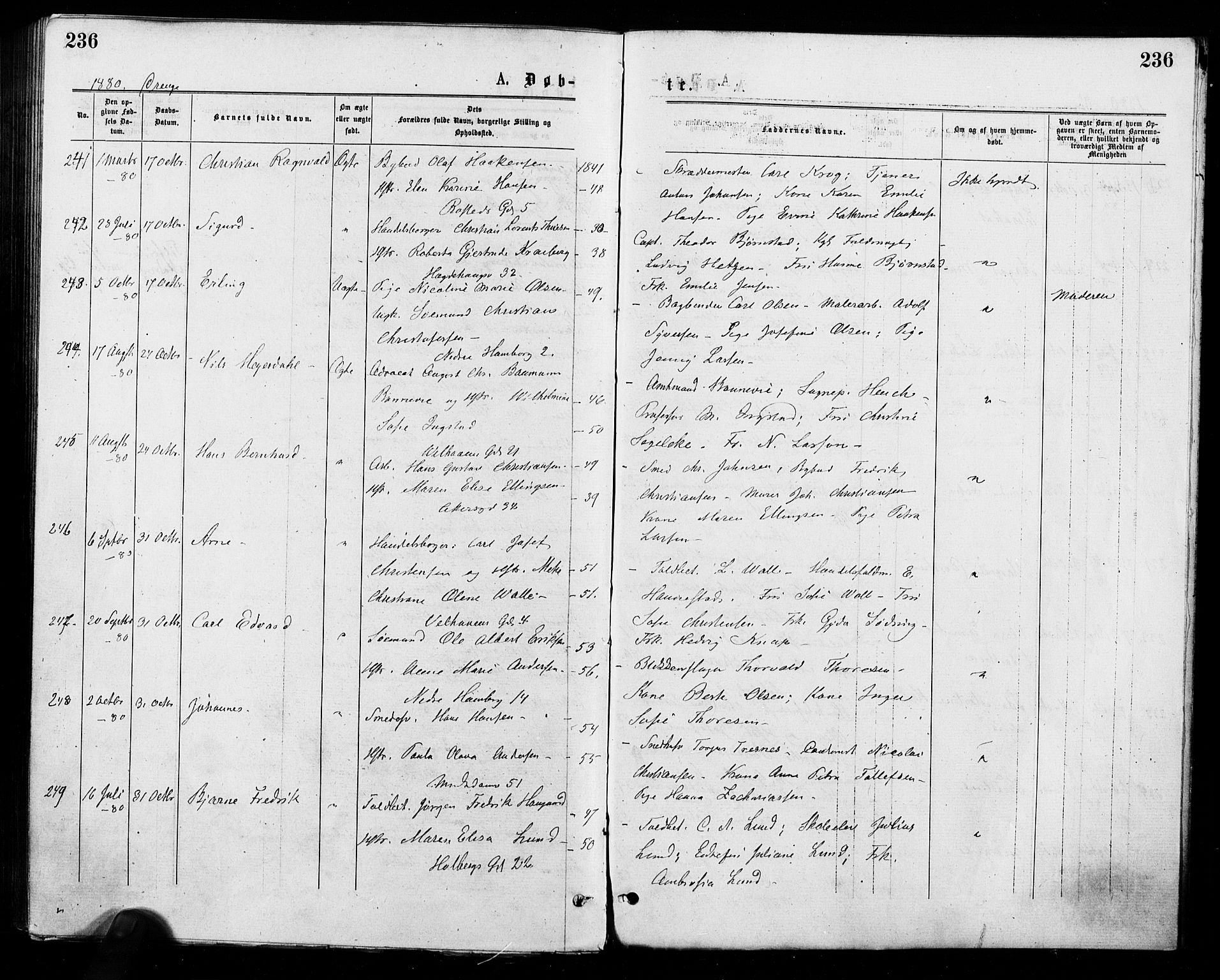 Trefoldighet prestekontor Kirkebøker, AV/SAO-A-10882/F/Fa/L0004: Ministerialbok nr. I 4, 1876-1880, s. 236