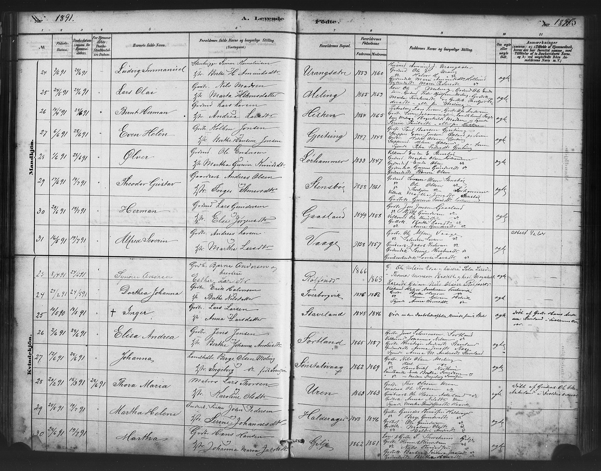 Finnås sokneprestembete, AV/SAB-A-99925/H/Ha/Haa/Haac/L0001: Ministerialbok nr. C 1, 1881-1894, s. 85