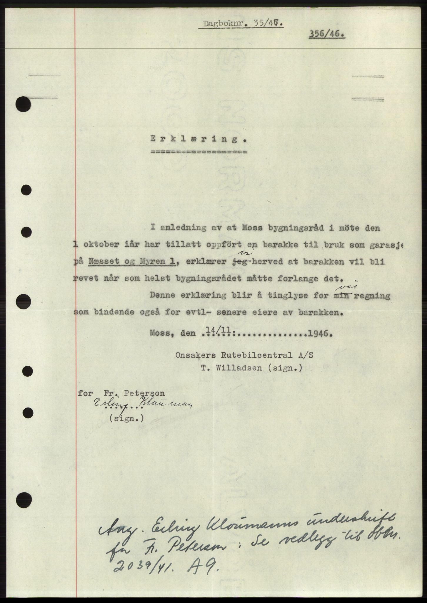 Moss sorenskriveri, SAO/A-10168: Pantebok nr. B16, 1946-1947, Dagboknr: 35/1947