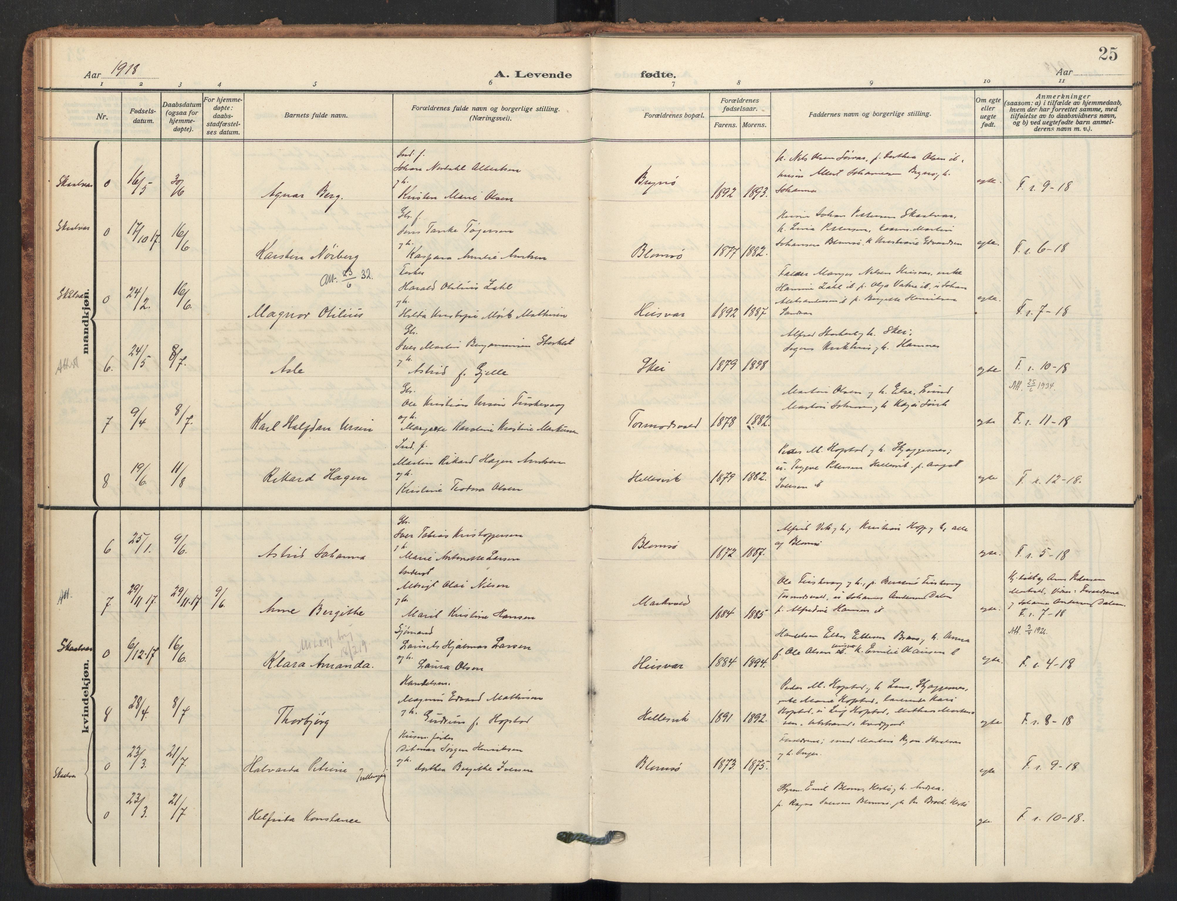 Ministerialprotokoller, klokkerbøker og fødselsregistre - Nordland, AV/SAT-A-1459/830/L0455: Ministerialbok nr. 830A19, 1912-1942, s. 25