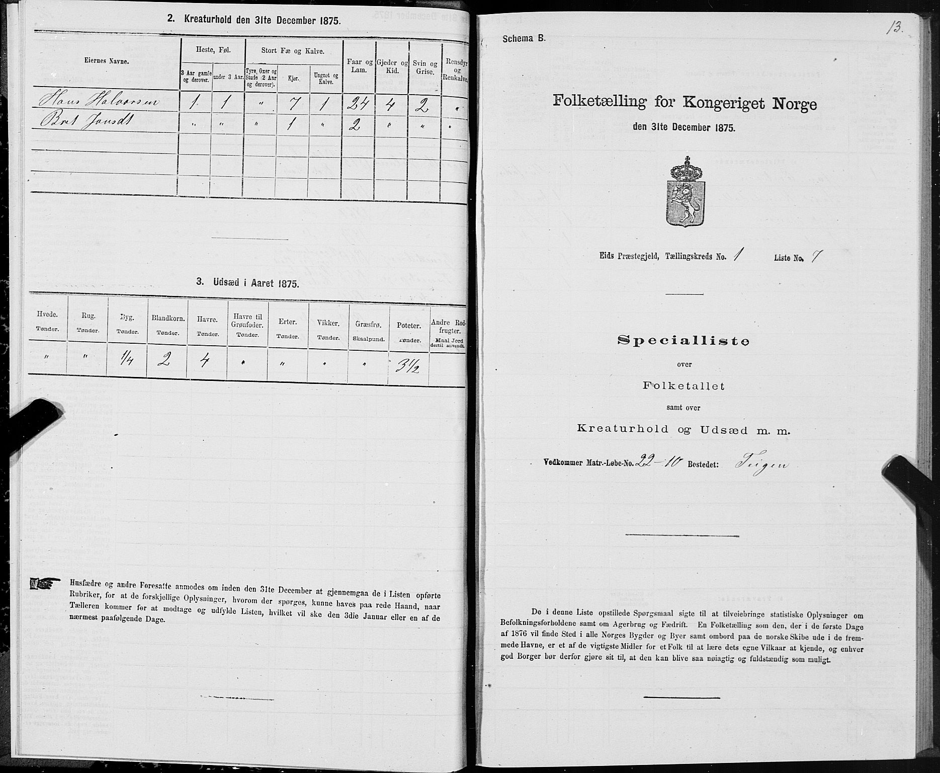 SAT, Folketelling 1875 for 1538P Eid prestegjeld, 1875, s. 1013