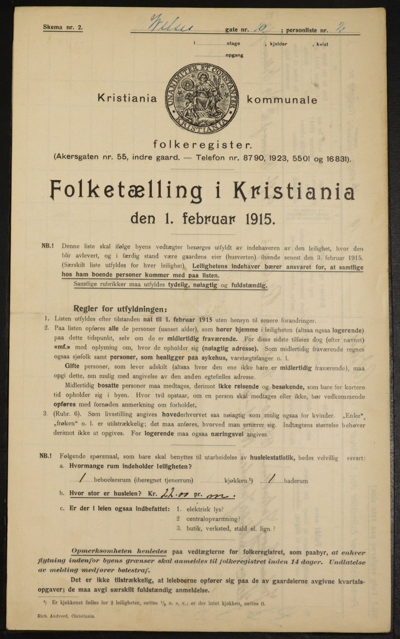 OBA, Kommunal folketelling 1.2.1915 for Kristiania, 1915, s. 129070