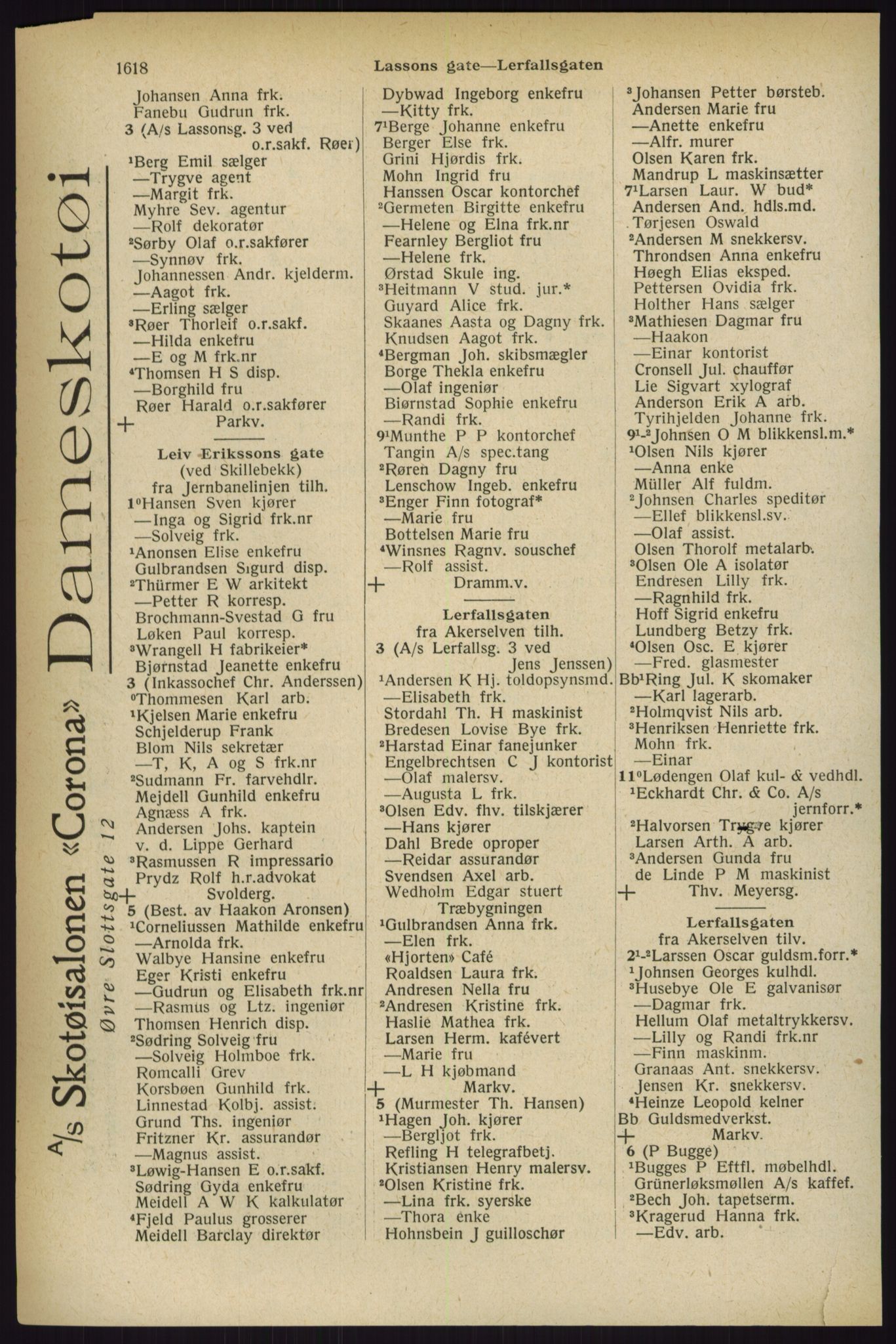 Kristiania/Oslo adressebok, PUBL/-, 1927, s. 1618