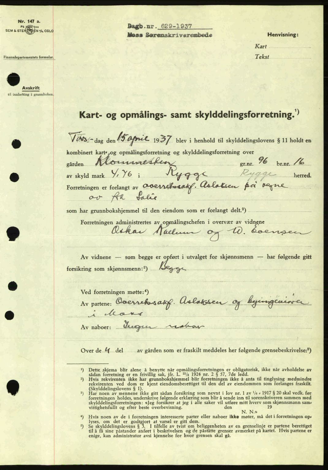 Moss sorenskriveri, SAO/A-10168: Pantebok nr. A2, 1936-1937, Dagboknr: 629/1937