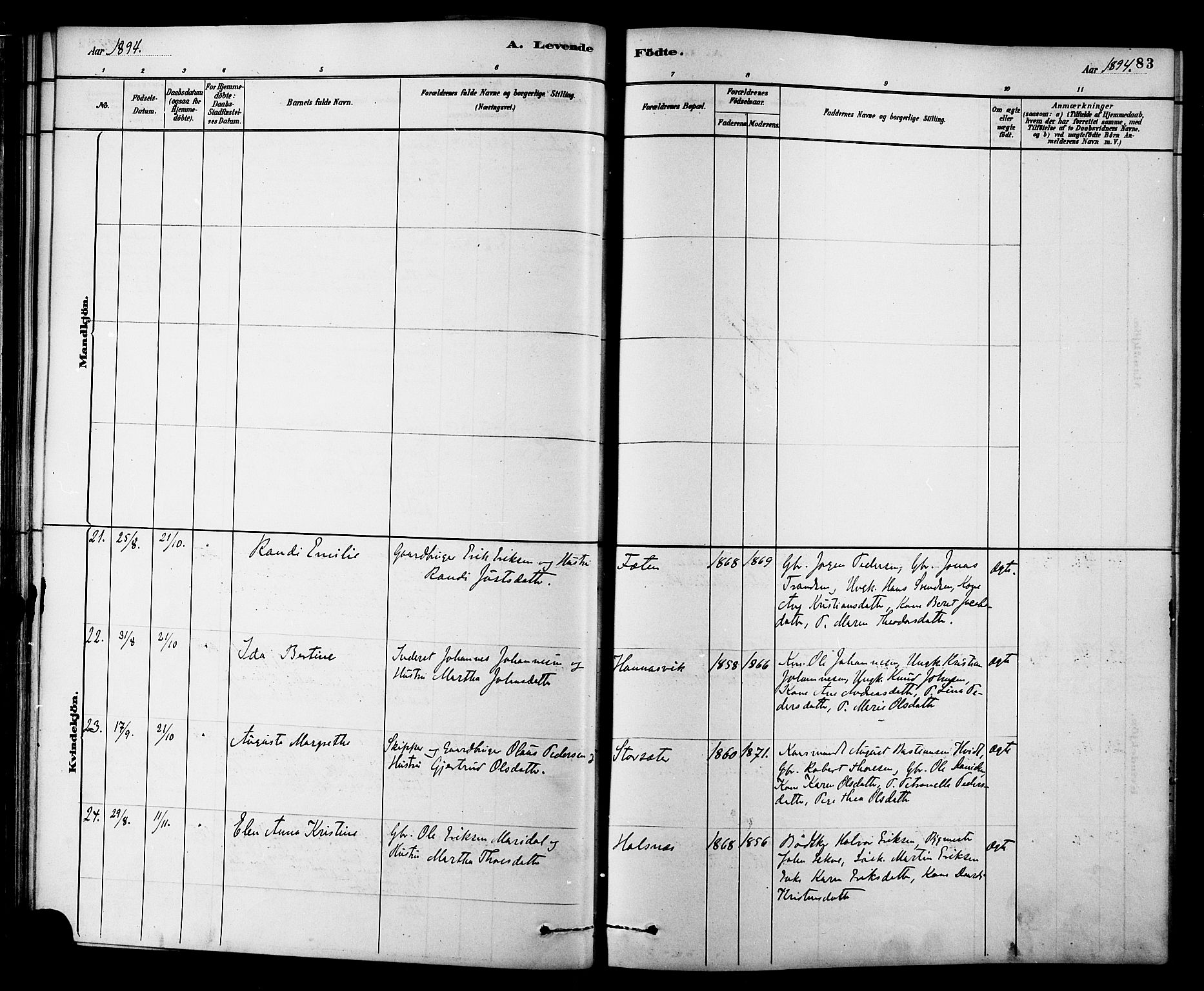 Ministerialprotokoller, klokkerbøker og fødselsregistre - Møre og Romsdal, AV/SAT-A-1454/577/L0896: Ministerialbok nr. 577A03, 1880-1898, s. 83