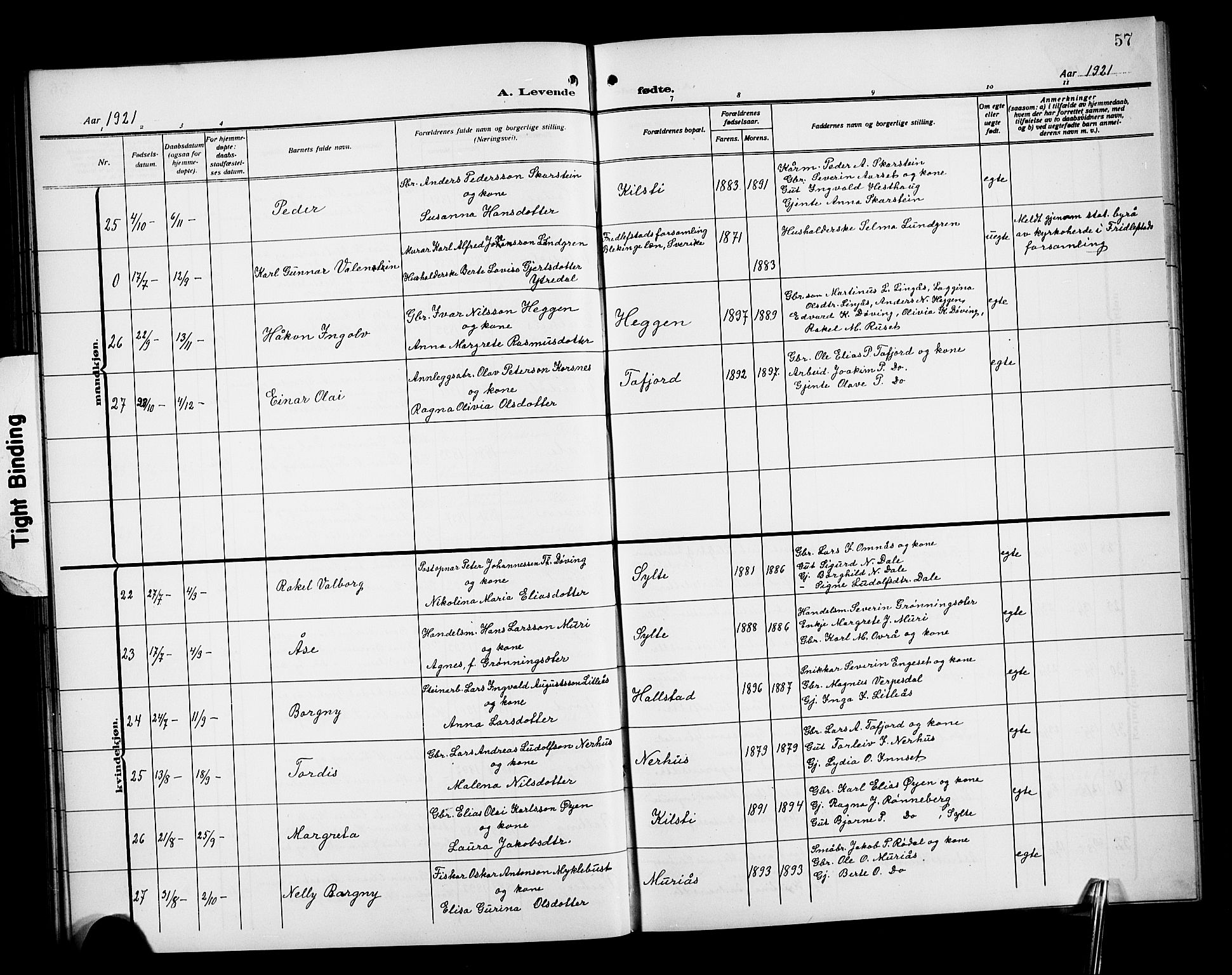 Ministerialprotokoller, klokkerbøker og fødselsregistre - Møre og Romsdal, SAT/A-1454/519/L0265: Klokkerbok nr. 519C06, 1911-1921, s. 57