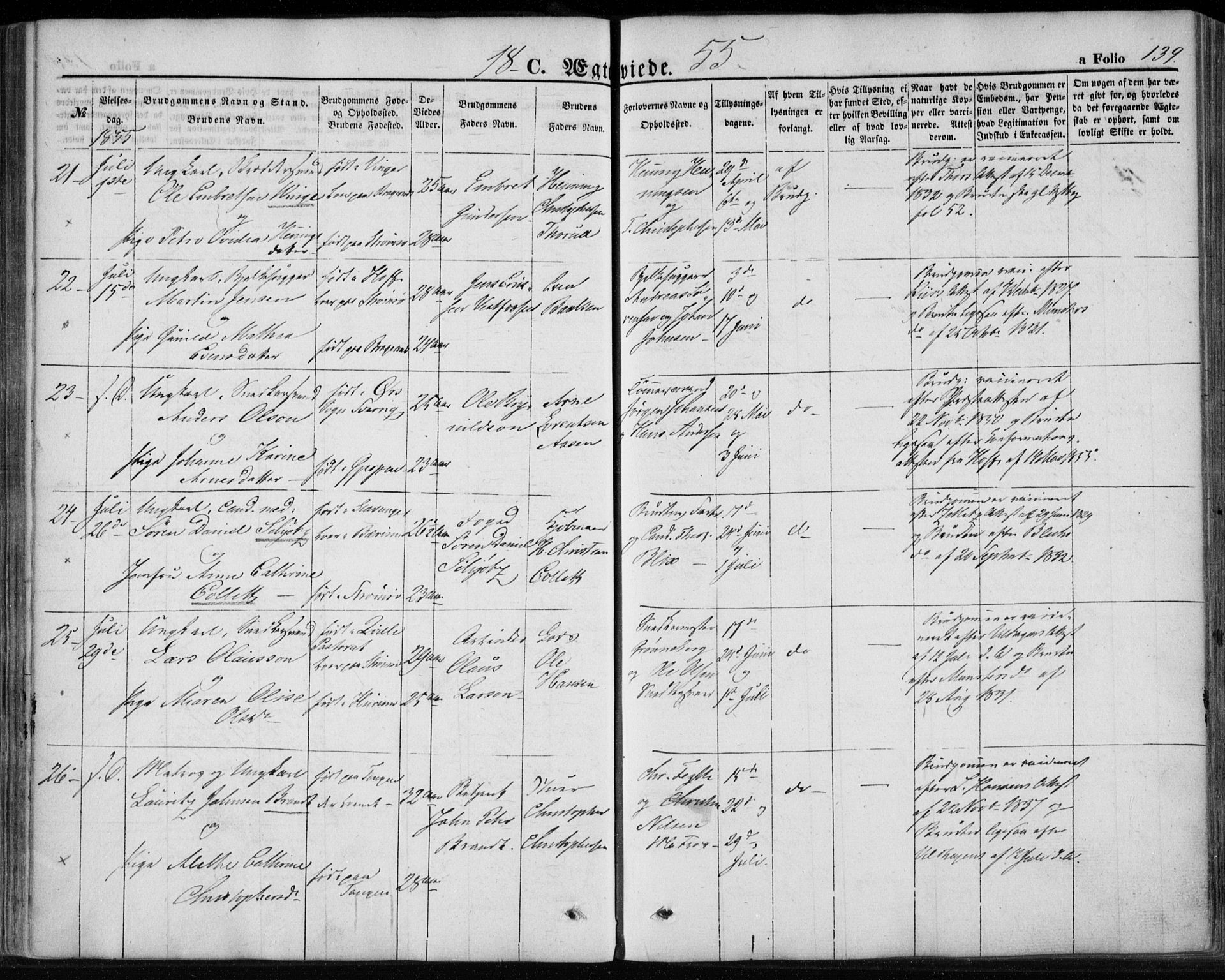 Strømsø kirkebøker, AV/SAKO-A-246/F/Fa/L0017: Ministerialbok nr. I 17, 1848-1865, s. 139