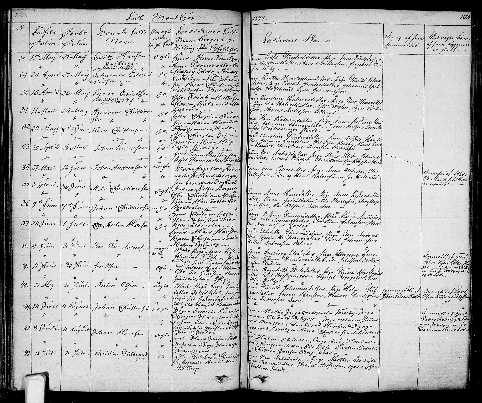 Eidsberg prestekontor Kirkebøker, AV/SAO-A-10905/F/Fa/L0008: Ministerialbok nr. I 8, 1832-1848, s. 103