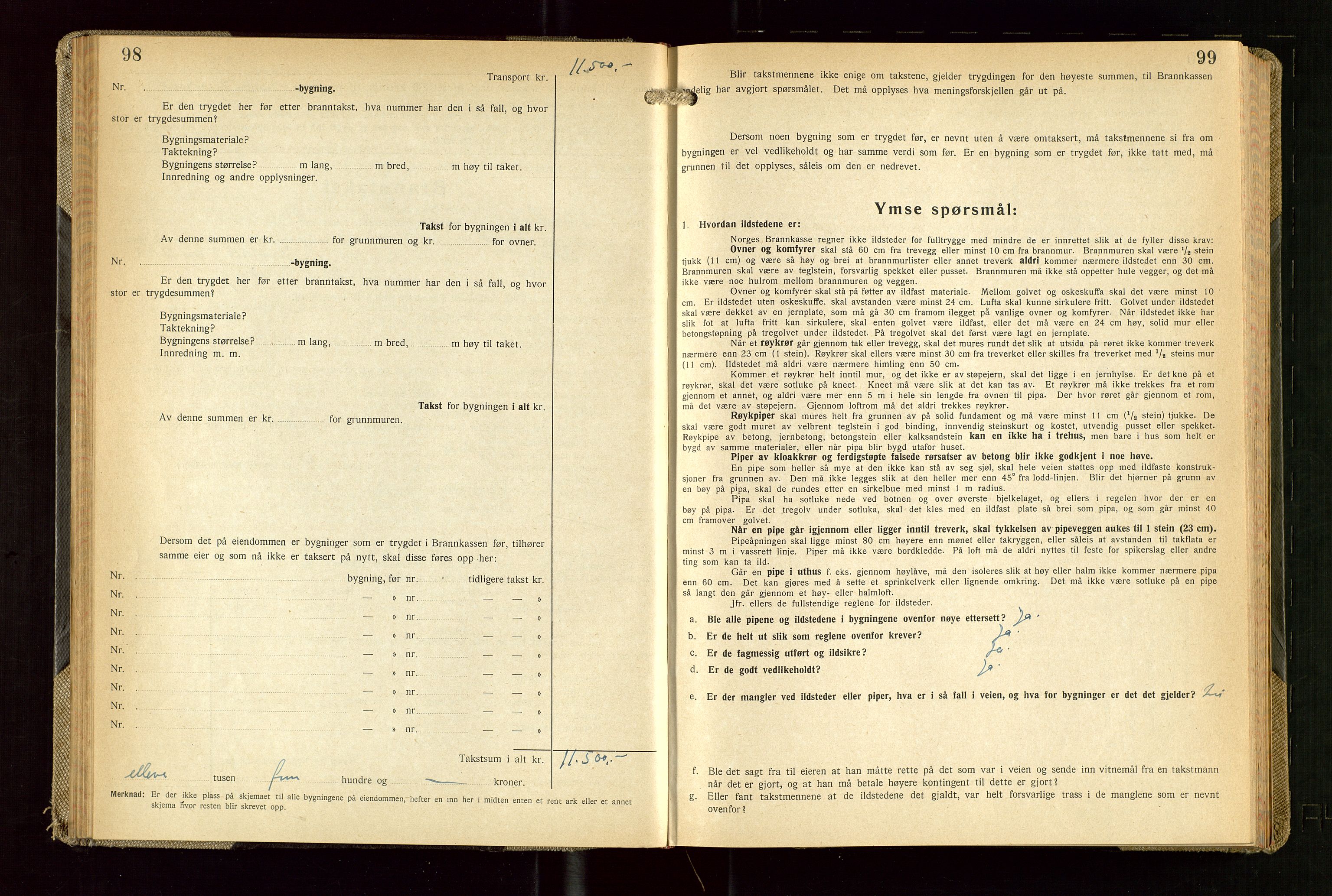 Skudenes lensmannskontor, AV/SAST-A-100444/Gob/L0003: "Brandtakstprotokoll", 1942-1954, s. 98-99