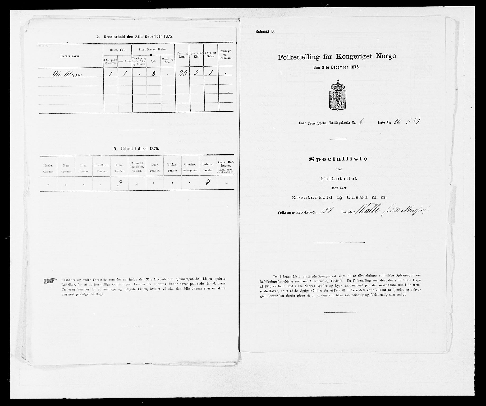 SAB, Folketelling 1875 for 1249P Fana prestegjeld, 1875, s. 726