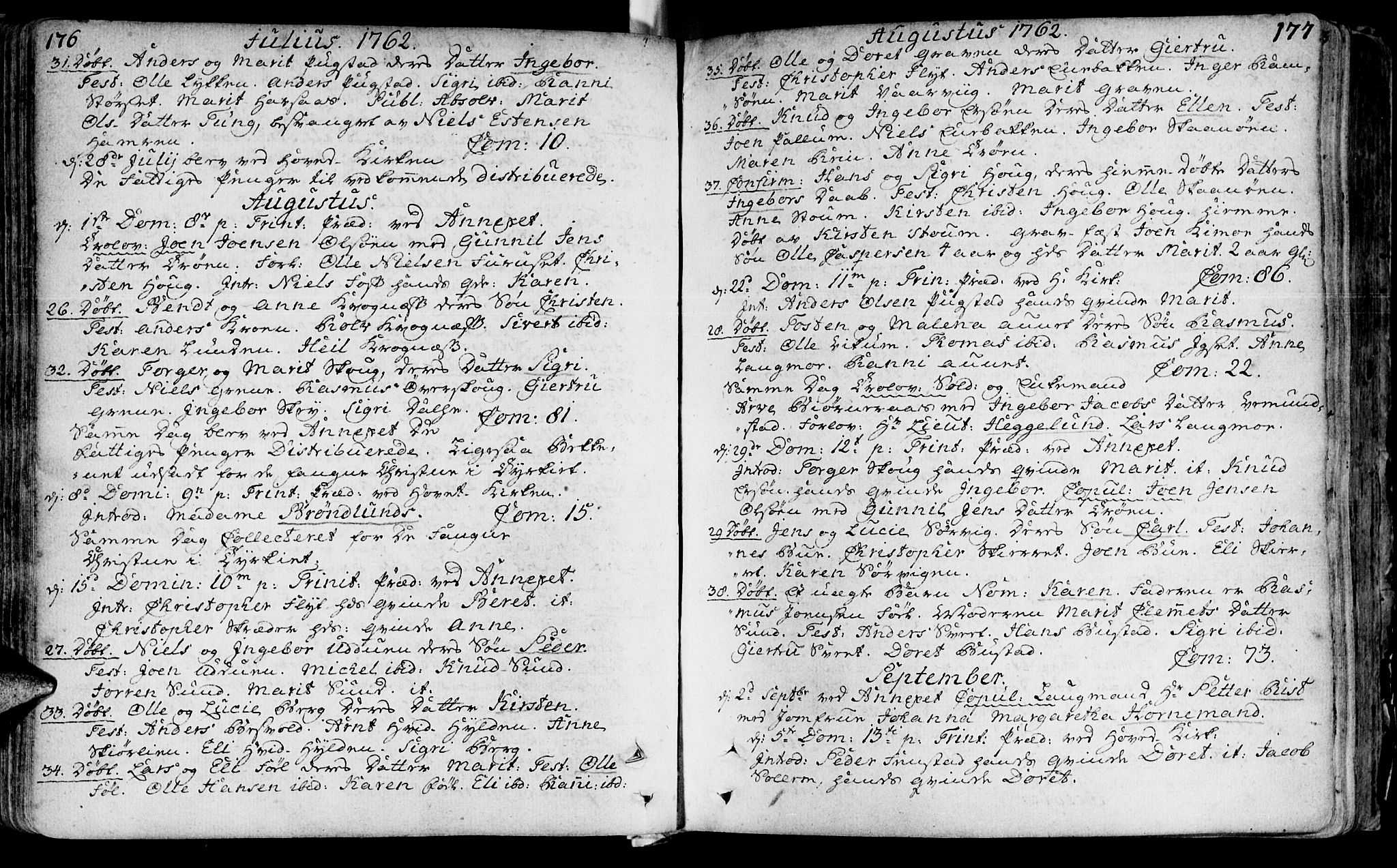 Ministerialprotokoller, klokkerbøker og fødselsregistre - Sør-Trøndelag, AV/SAT-A-1456/646/L0605: Ministerialbok nr. 646A03, 1751-1790, s. 176-177