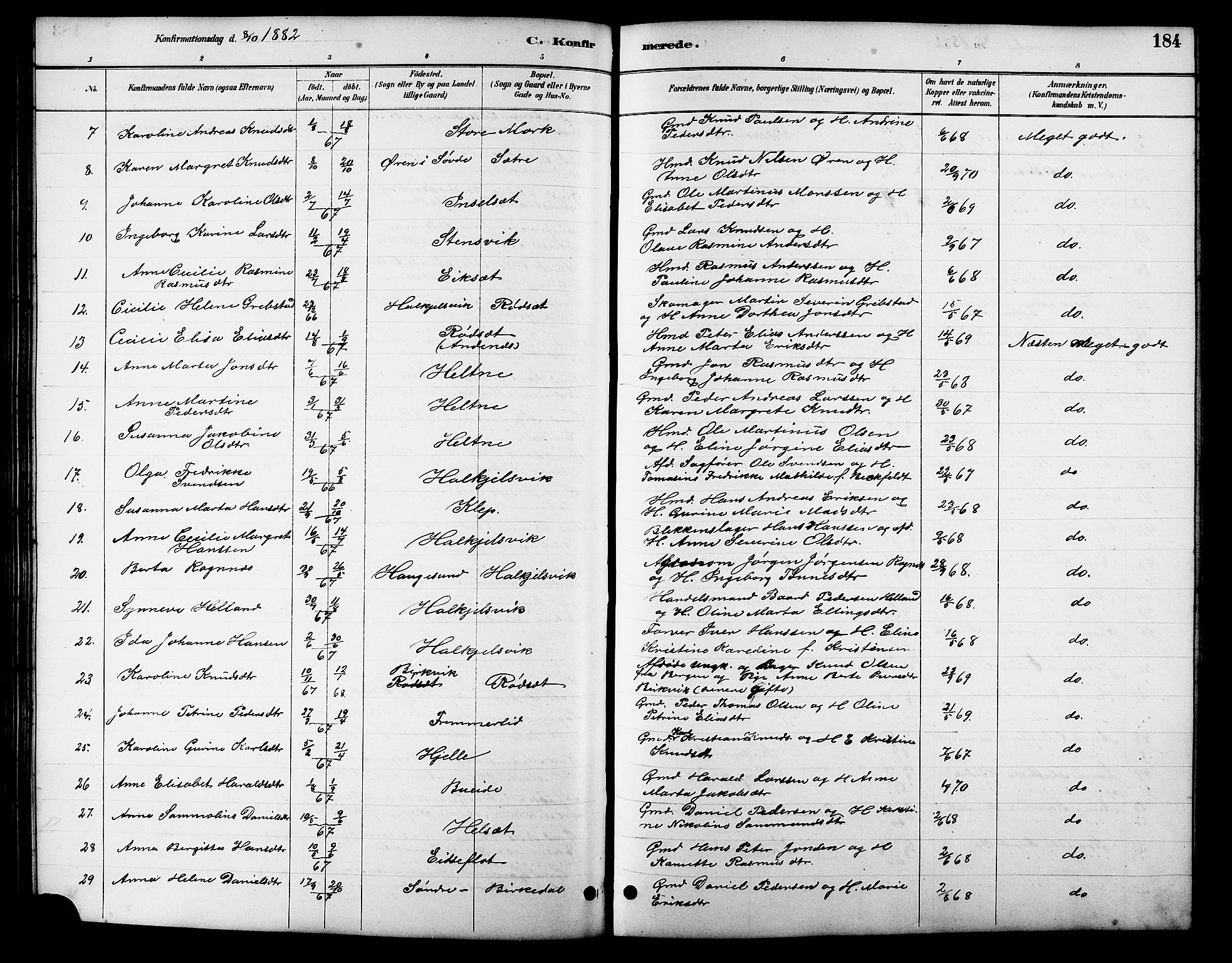 Ministerialprotokoller, klokkerbøker og fødselsregistre - Møre og Romsdal, AV/SAT-A-1454/511/L0158: Klokkerbok nr. 511C04, 1884-1903, s. 184