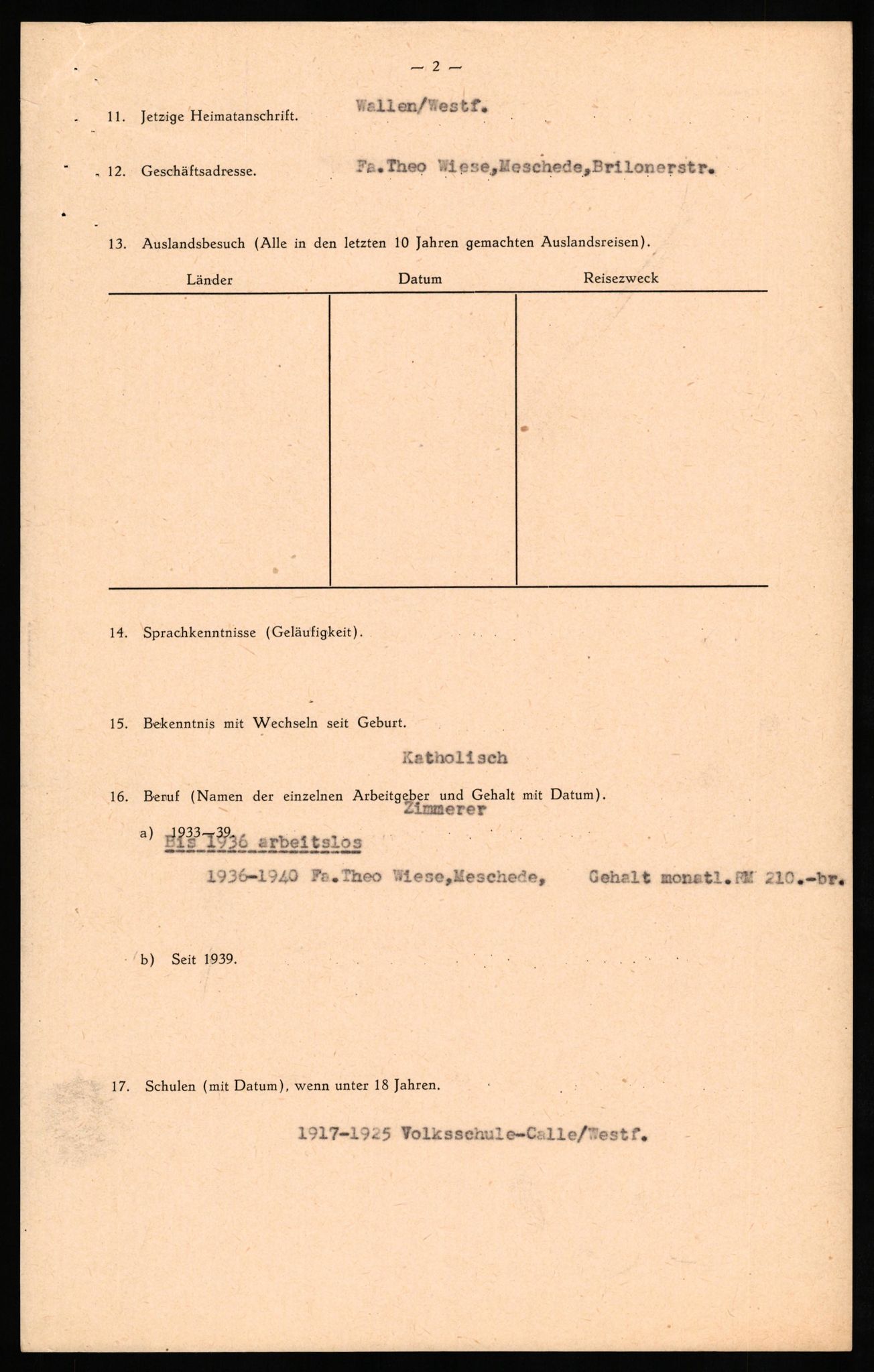 Forsvaret, Forsvarets overkommando II, AV/RA-RAFA-3915/D/Db/L0029: CI Questionaires. Tyske okkupasjonsstyrker i Norge. Tyskere., 1945-1946, s. 438