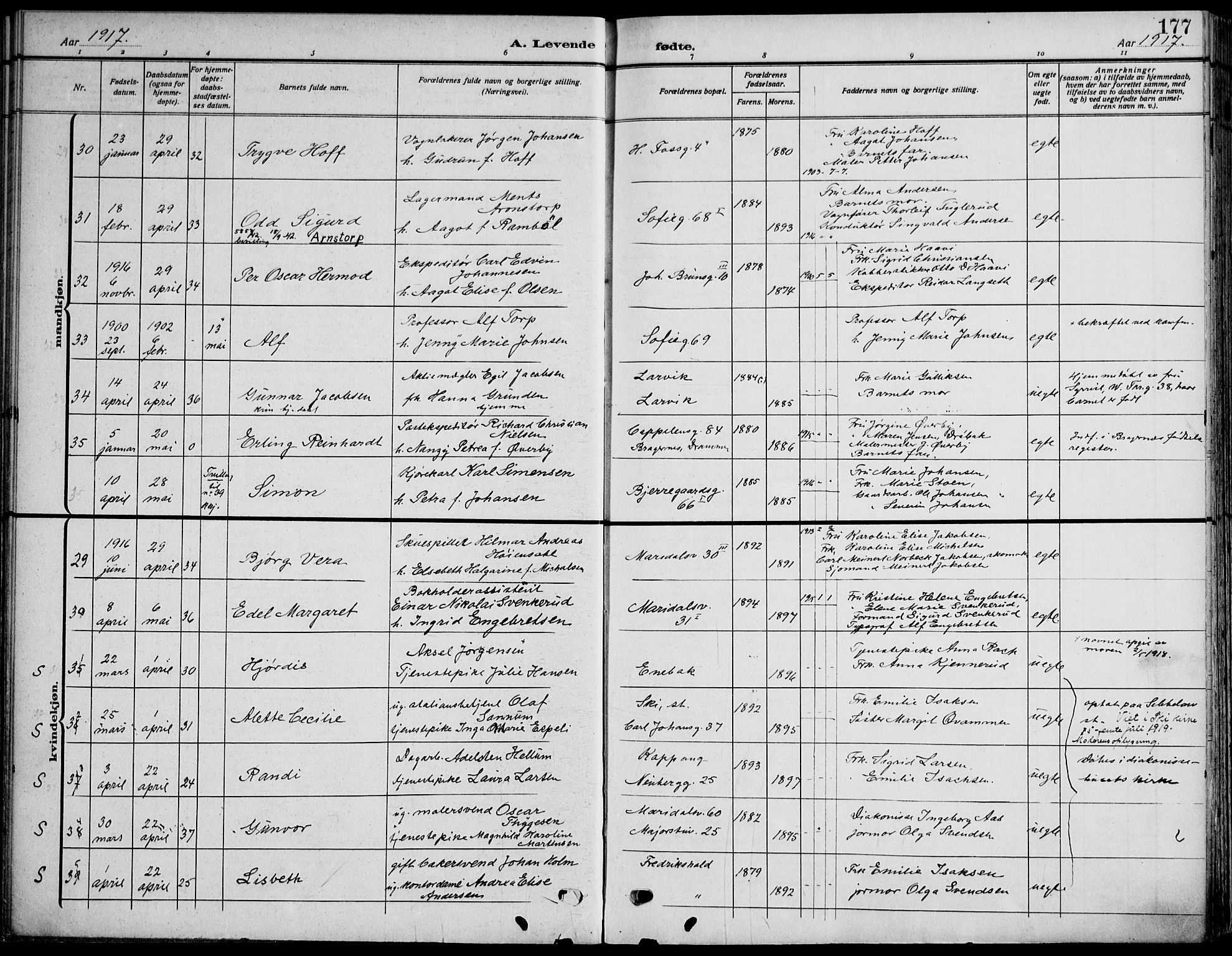 Gamle Aker prestekontor Kirkebøker, AV/SAO-A-10617a/F/L0014: Ministerialbok nr. 14, 1909-1924, s. 177