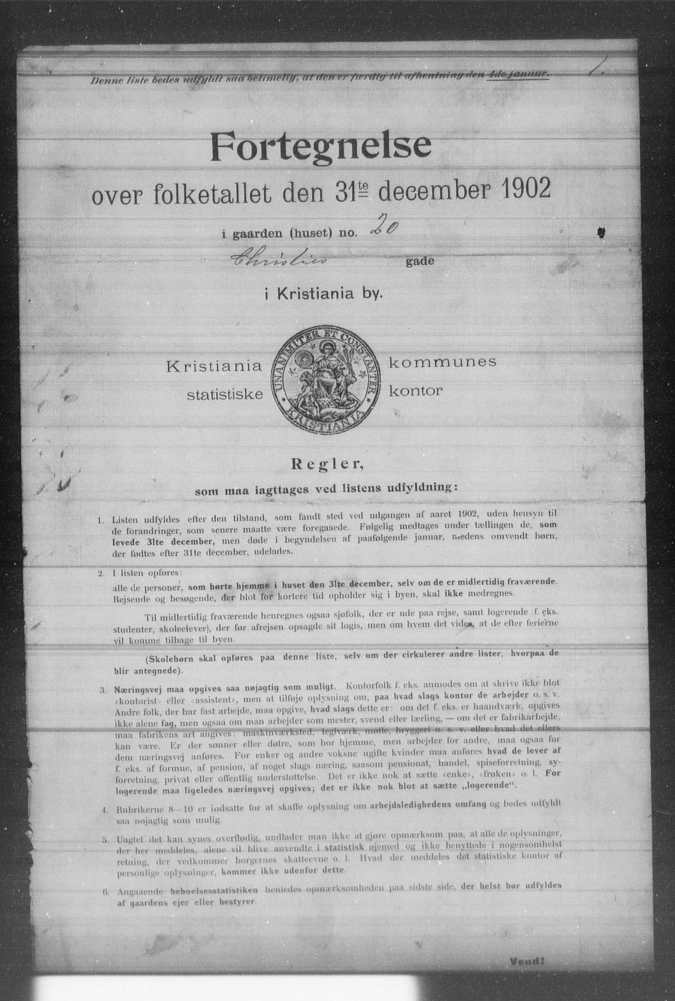 OBA, Kommunal folketelling 31.12.1902 for Kristiania kjøpstad, 1902, s. 2458