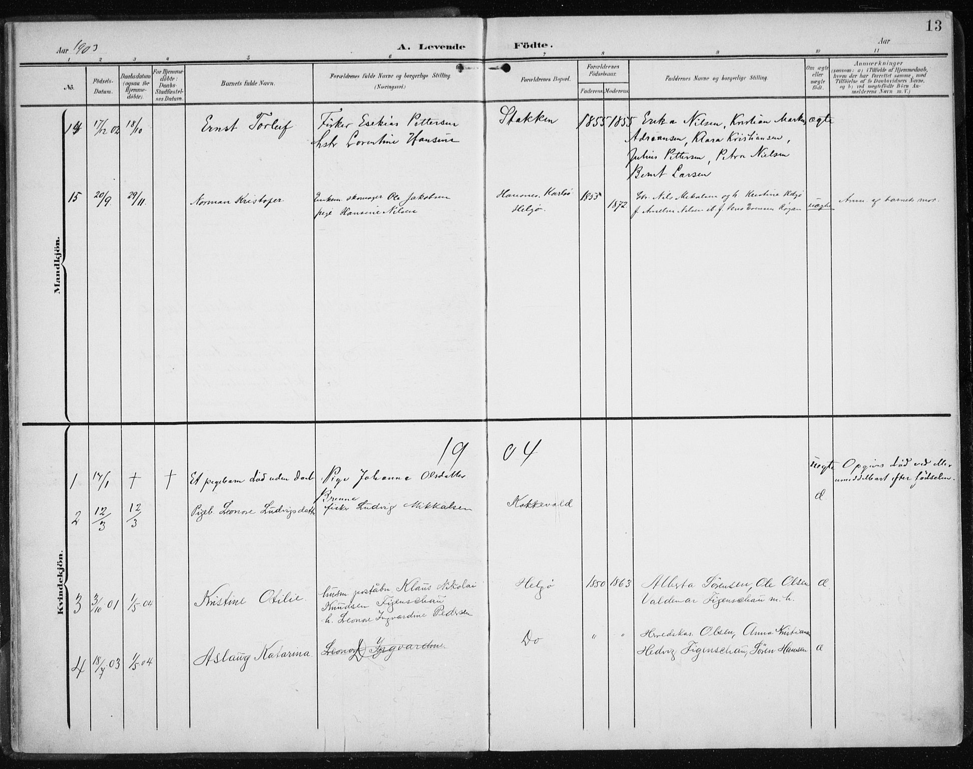Karlsøy sokneprestembete, AV/SATØ-S-1299/H/Ha/Haa/L0013kirke: Ministerialbok nr. 13, 1902-1916, s. 13