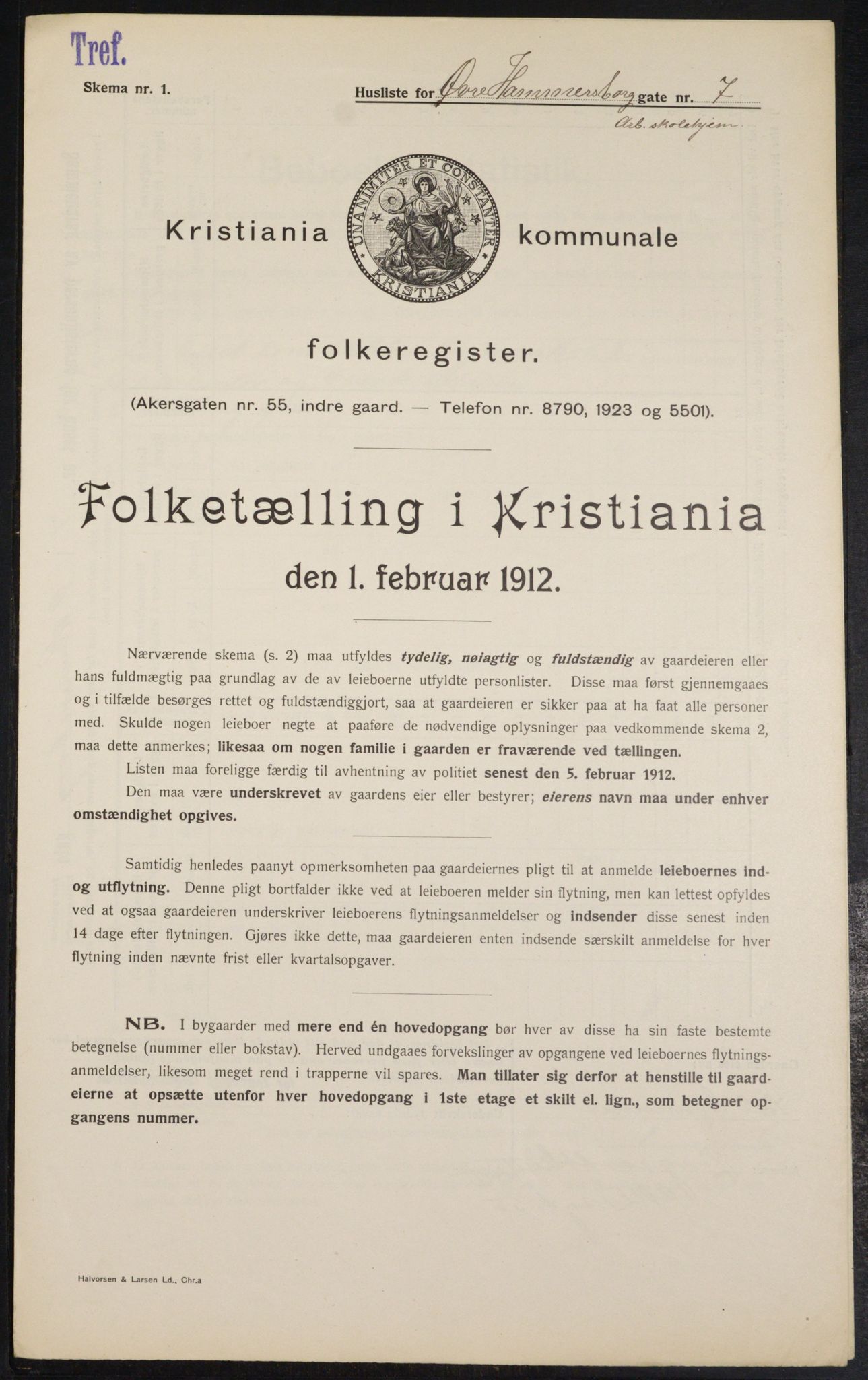 OBA, Kommunal folketelling 1.2.1912 for Kristiania, 1912, s. 129879