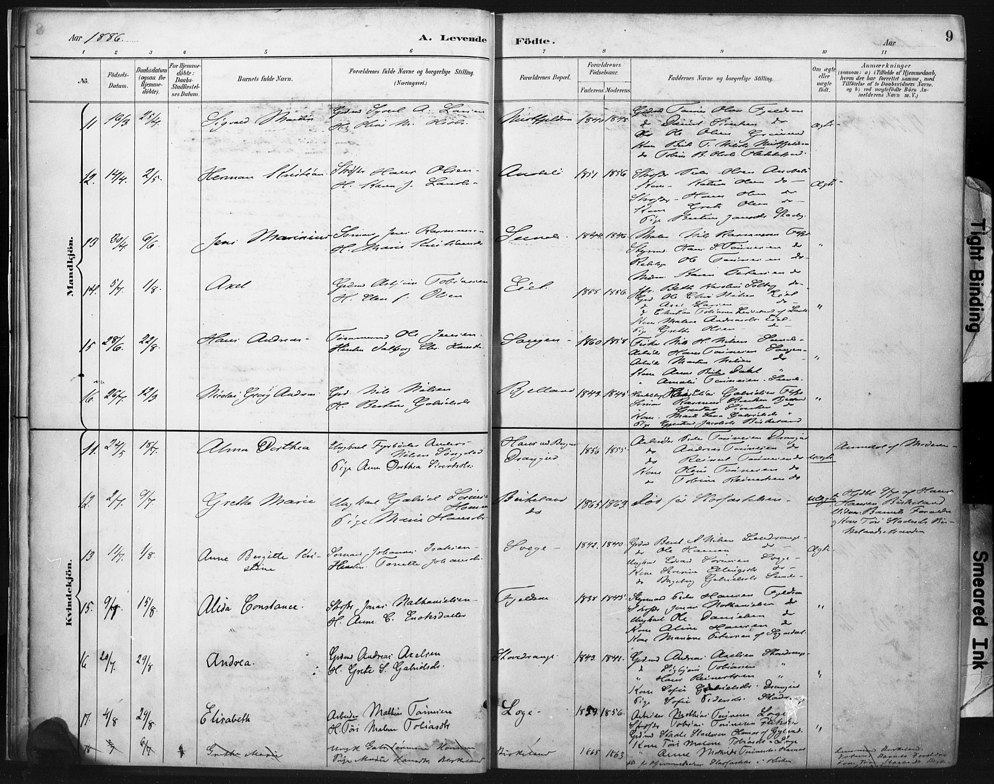 Flekkefjord sokneprestkontor, AV/SAK-1111-0012/F/Fa/Fac/L0008: Ministerialbok nr. A 8, 1885-1898, s. 9