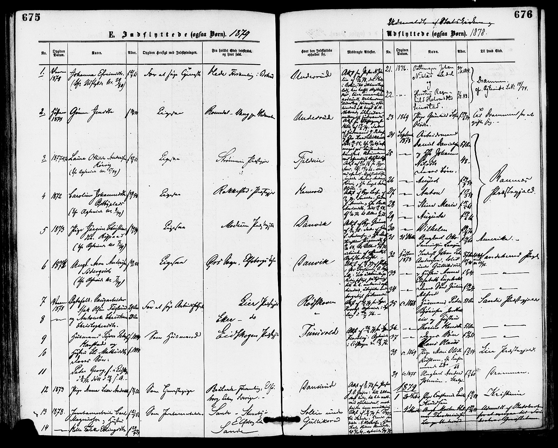 Skoger kirkebøker, AV/SAKO-A-59/F/Fa/L0005: Ministerialbok nr. I 5, 1873-1884, s. 675-676
