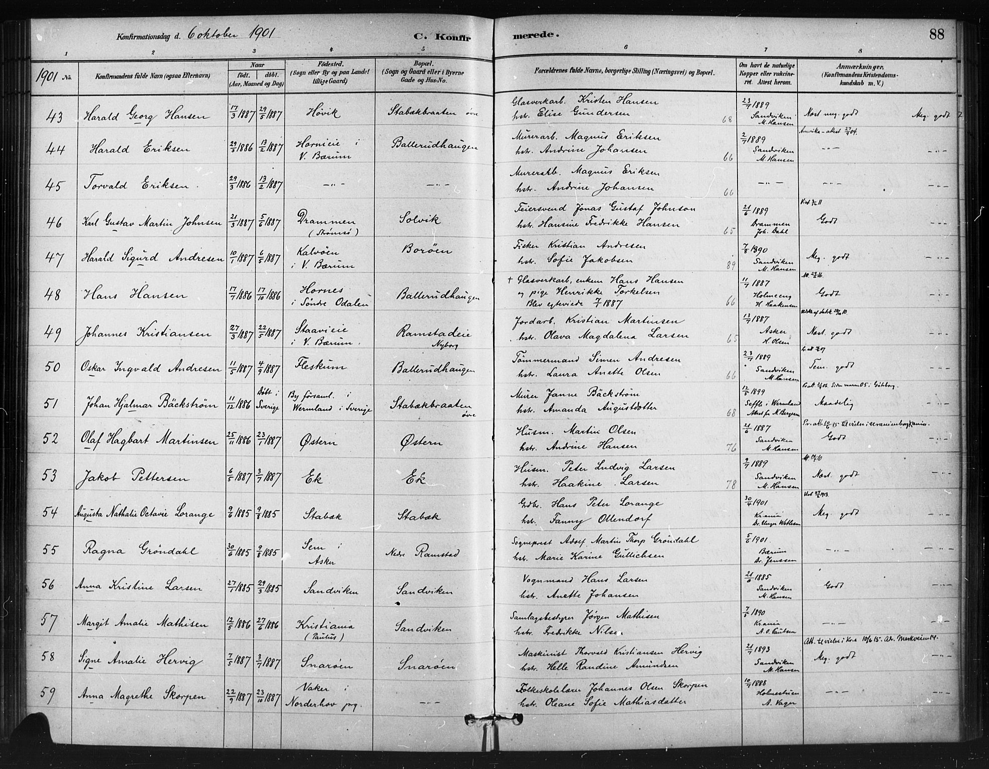 Asker prestekontor Kirkebøker, AV/SAO-A-10256a/F/Fc/L0002: Ministerialbok nr. III 2, 1879-1904, s. 88