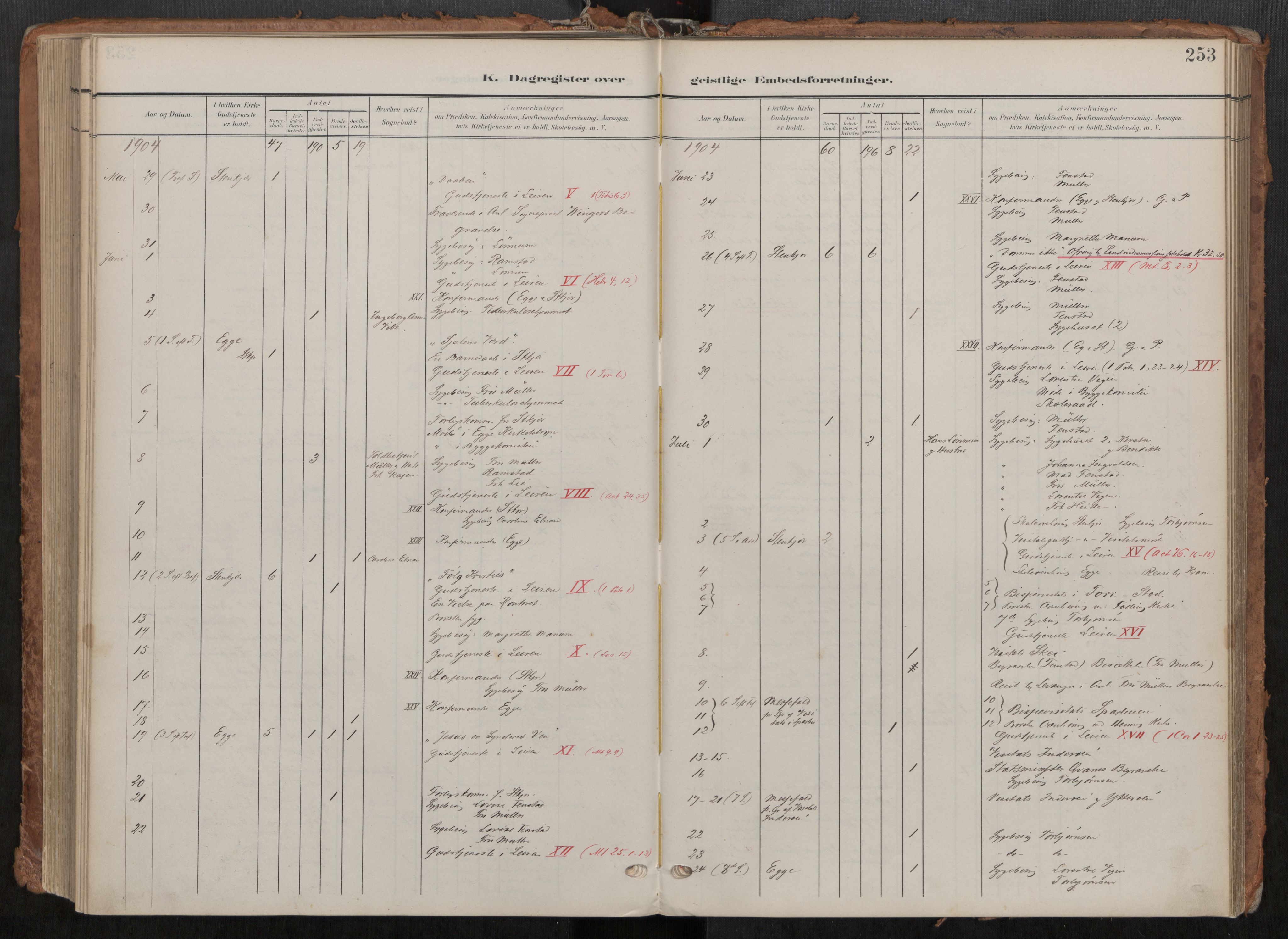 Steinkjer sokneprestkontor, AV/SAT-A-1541/01/H/Ha/Haa/L0001: Ministerialbok nr. 1, 1904-1912, s. 253