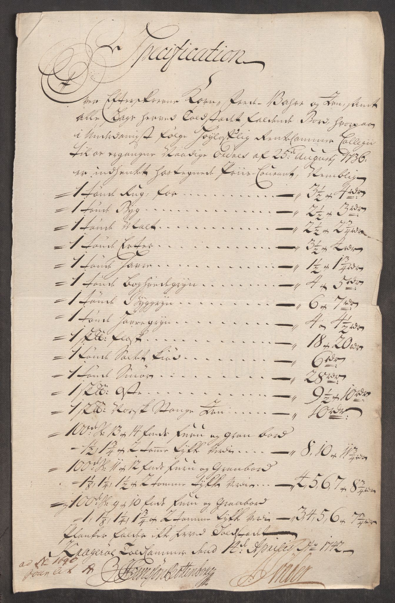 Rentekammeret inntil 1814, Realistisk ordnet avdeling, RA/EA-4070/Oe/L0002: [Ø1]: Priskuranter, 1740-1744, s. 531