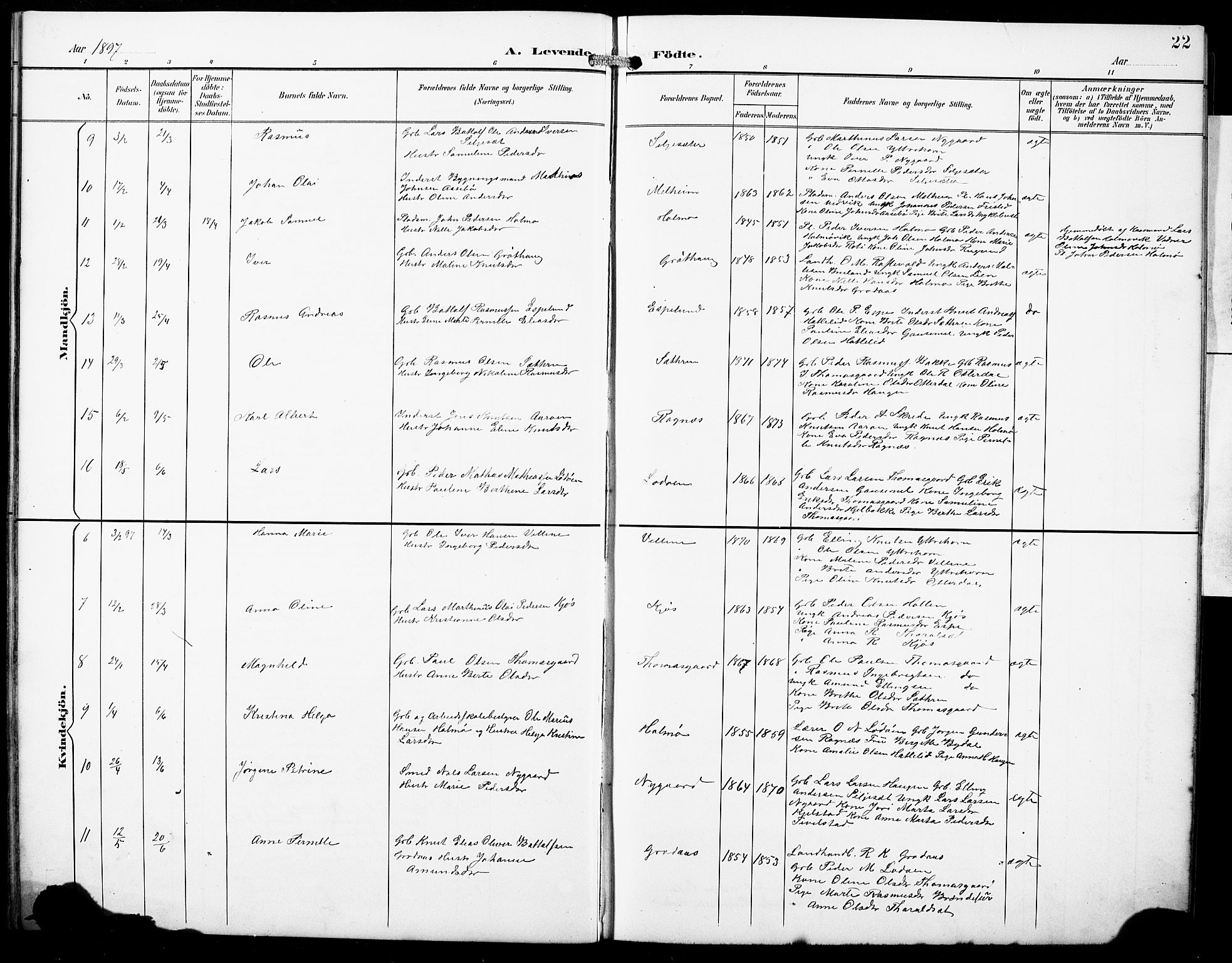 Hornindal sokneprestembete, AV/SAB-A-82401/H/Hab: Klokkerbok nr. A 2, 1894-1927, s. 22