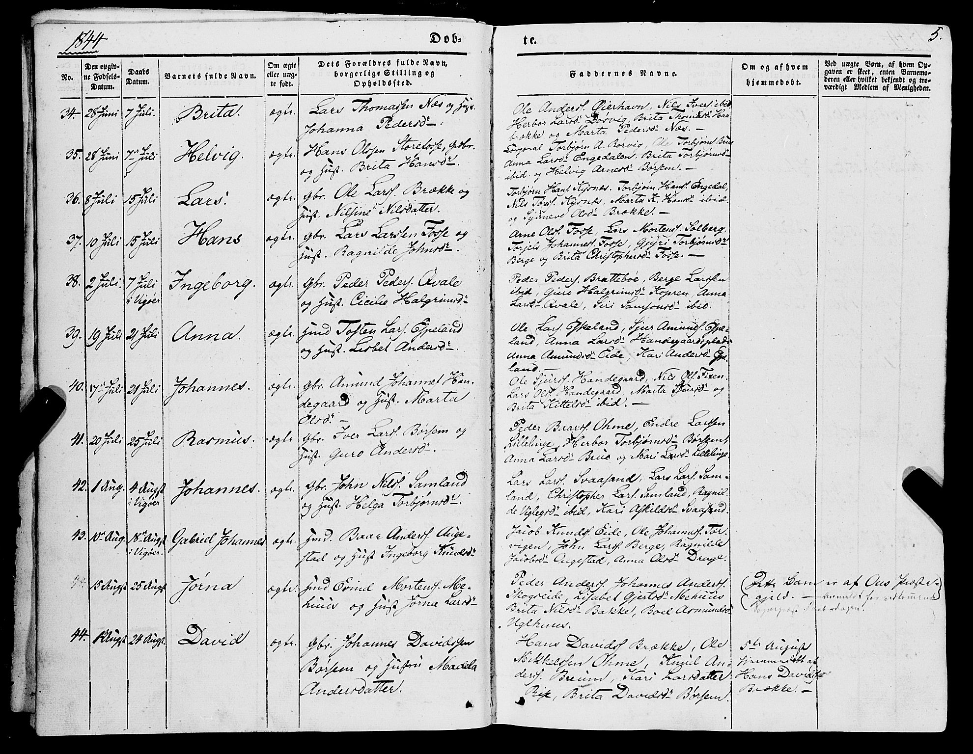 Strandebarm sokneprestembete, AV/SAB-A-78401/H/Haa: Ministerialbok nr. A 7, 1844-1872, s. 5