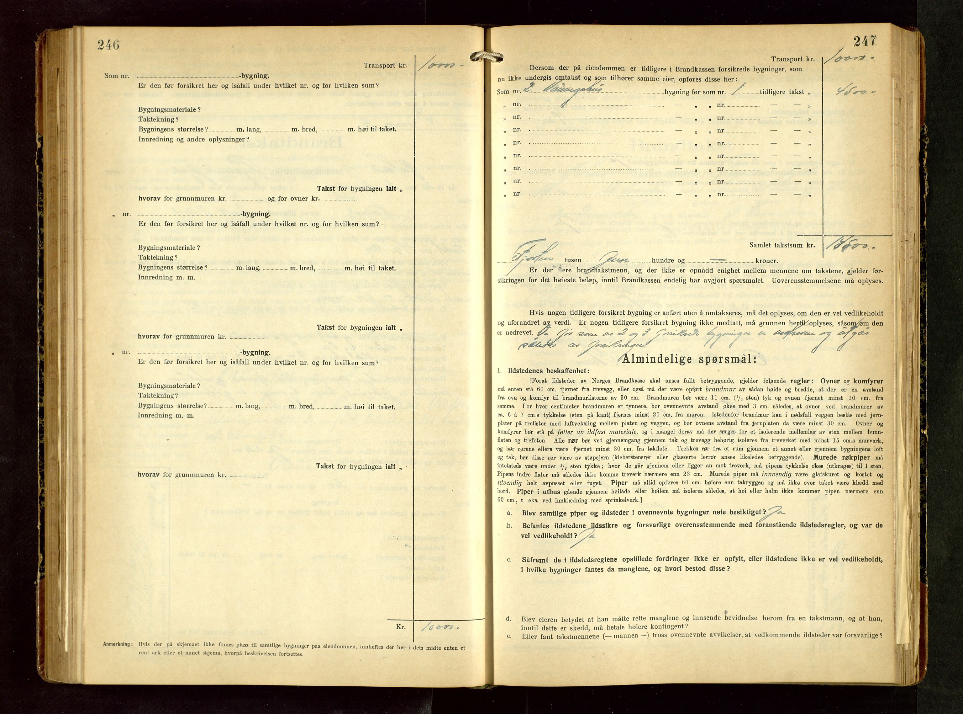 Håland lensmannskontor, AV/SAST-A-100100/Gob/L0008: Branntakstprotokoll - skjematakst. Register i boken., 1925-1930, s. 246-247