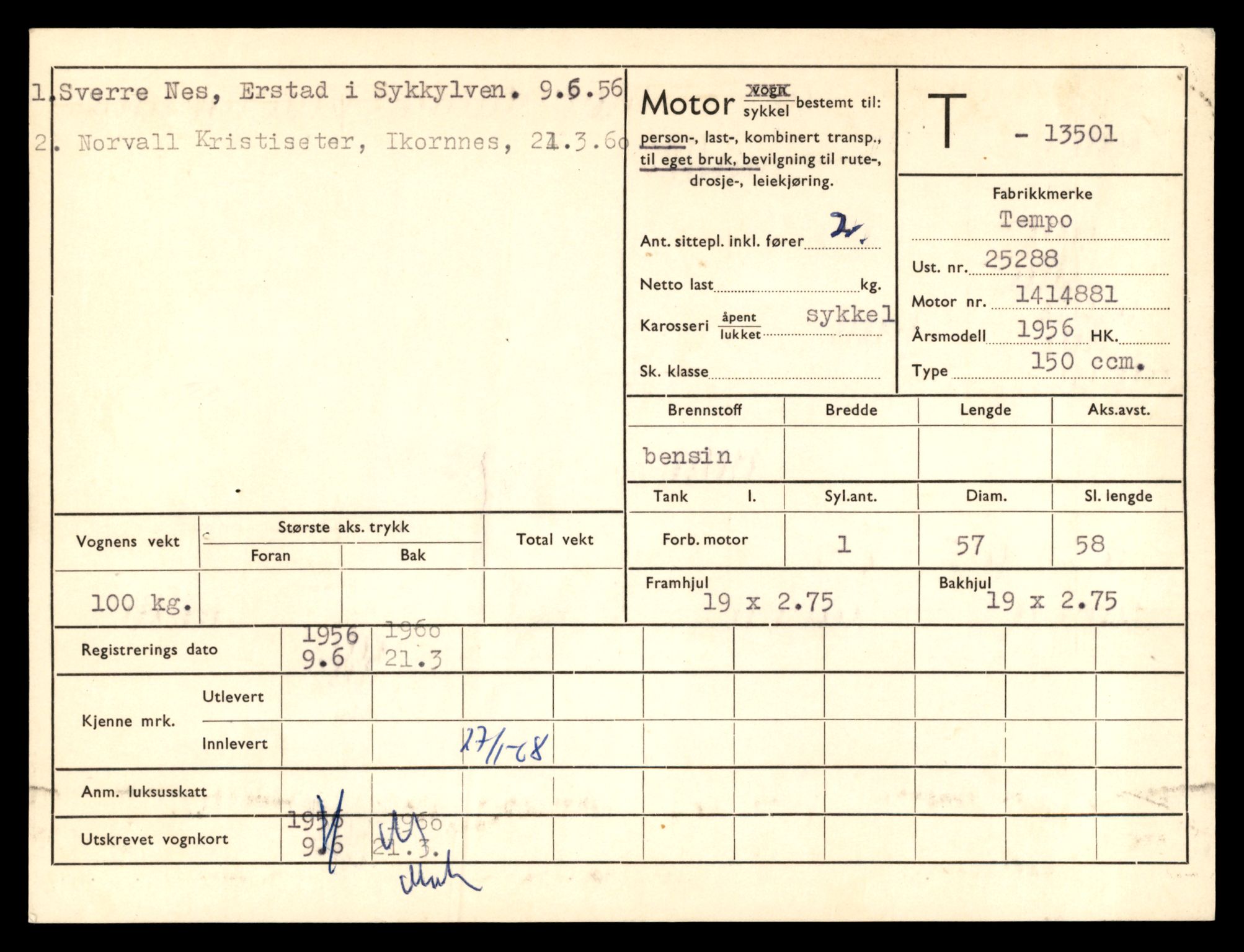 Møre og Romsdal vegkontor - Ålesund trafikkstasjon, AV/SAT-A-4099/F/Fe/L0039: Registreringskort for kjøretøy T 13361 - T 13530, 1927-1998, s. 2500