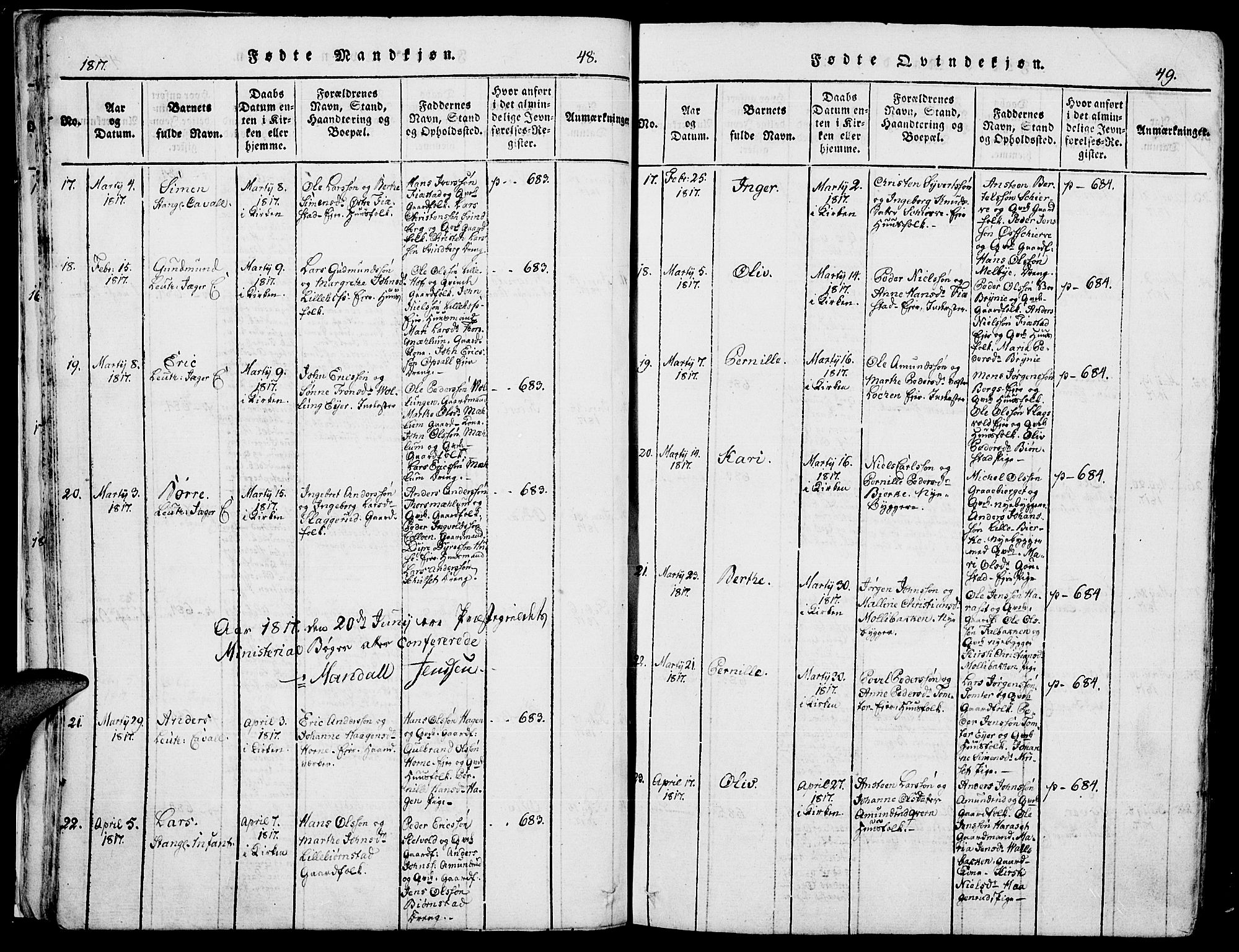 Romedal prestekontor, AV/SAH-PREST-004/K/L0002: Ministerialbok nr. 2, 1814-1828, s. 48-49