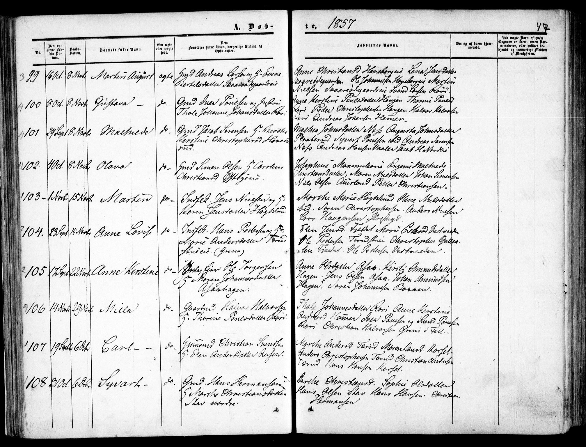 Skedsmo prestekontor Kirkebøker, AV/SAO-A-10033a/F/Fa/L0010: Ministerialbok nr. I 10, 1854-1865, s. 47