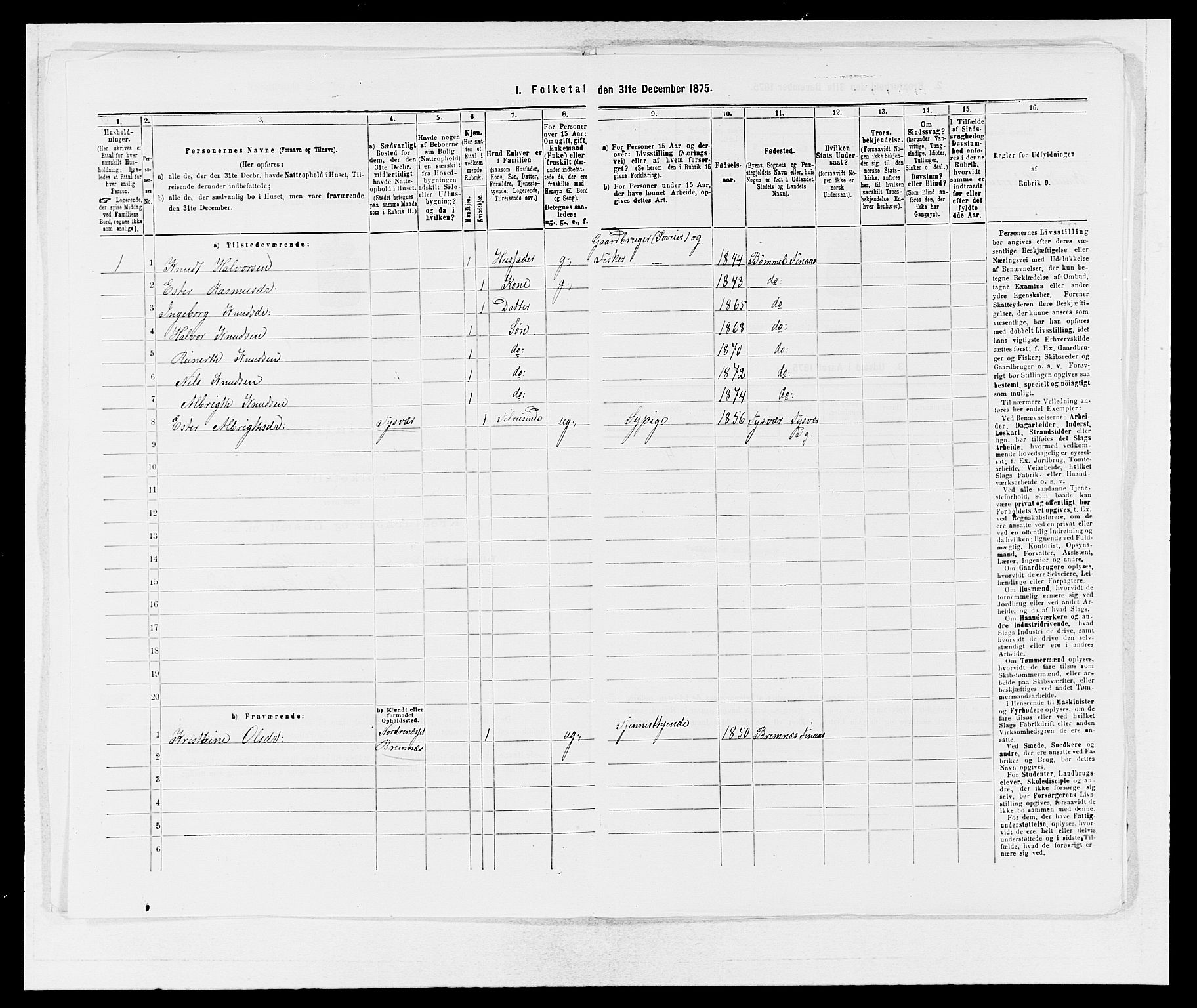 SAB, Folketelling 1875 for 1218P Finnås prestegjeld, 1875, s. 798