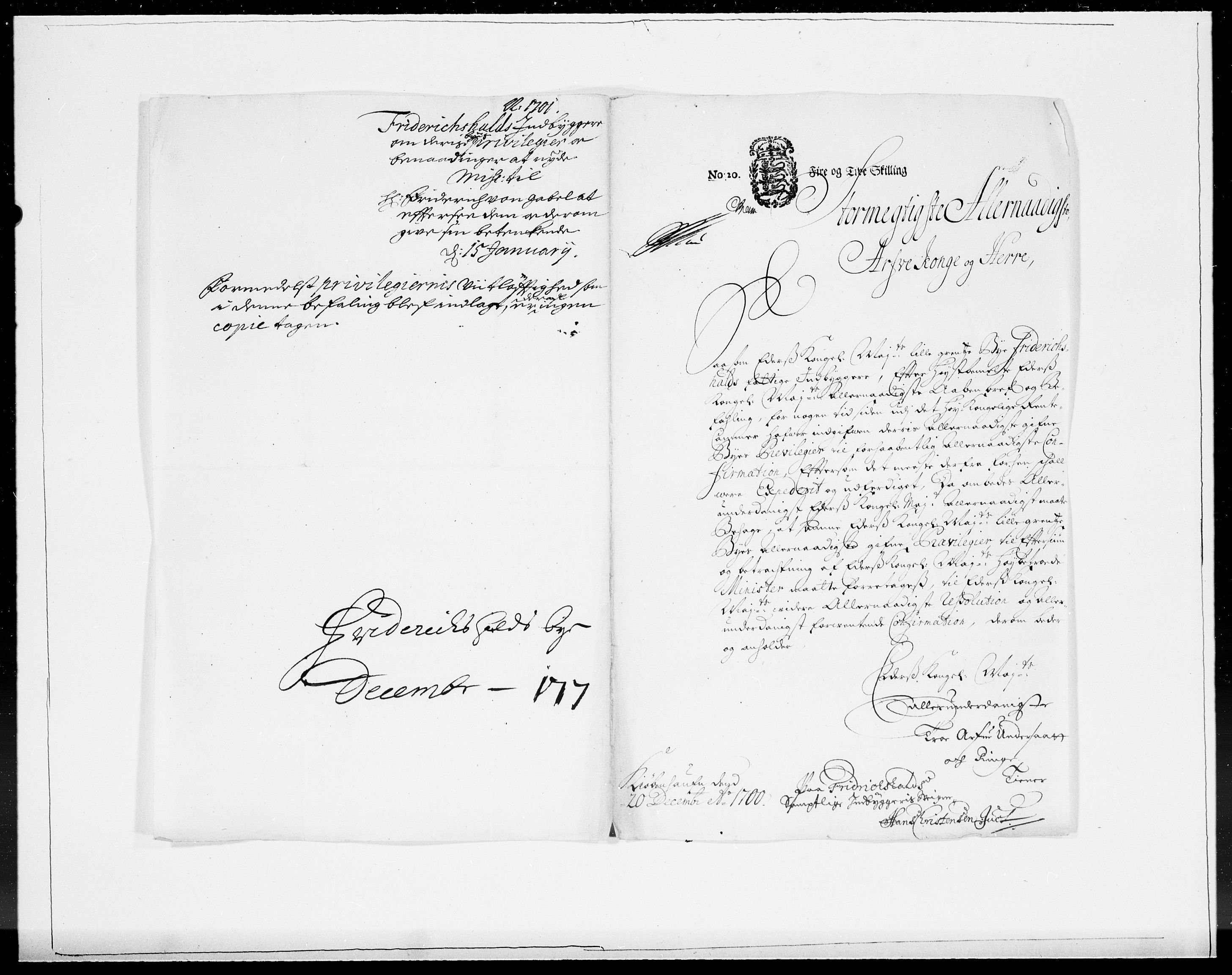 Danske Kanselli 1572-1799, AV/RA-EA-3023/F/Fc/Fcc/Fcca/L0052: Norske innlegg 1572-1799, 1701, s. 10