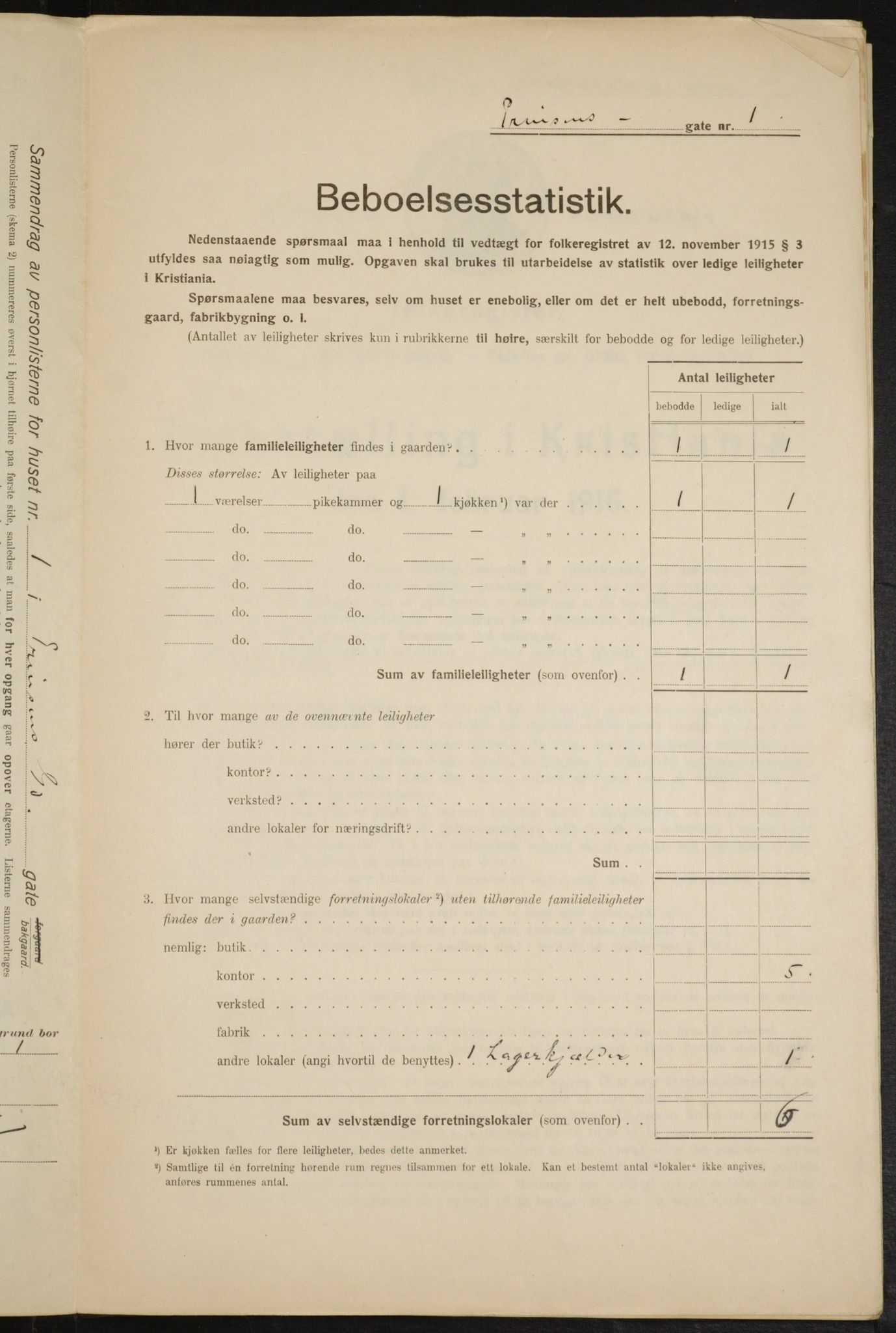 OBA, Kommunal folketelling 1.2.1916 for Kristiania, 1916, s. 83483