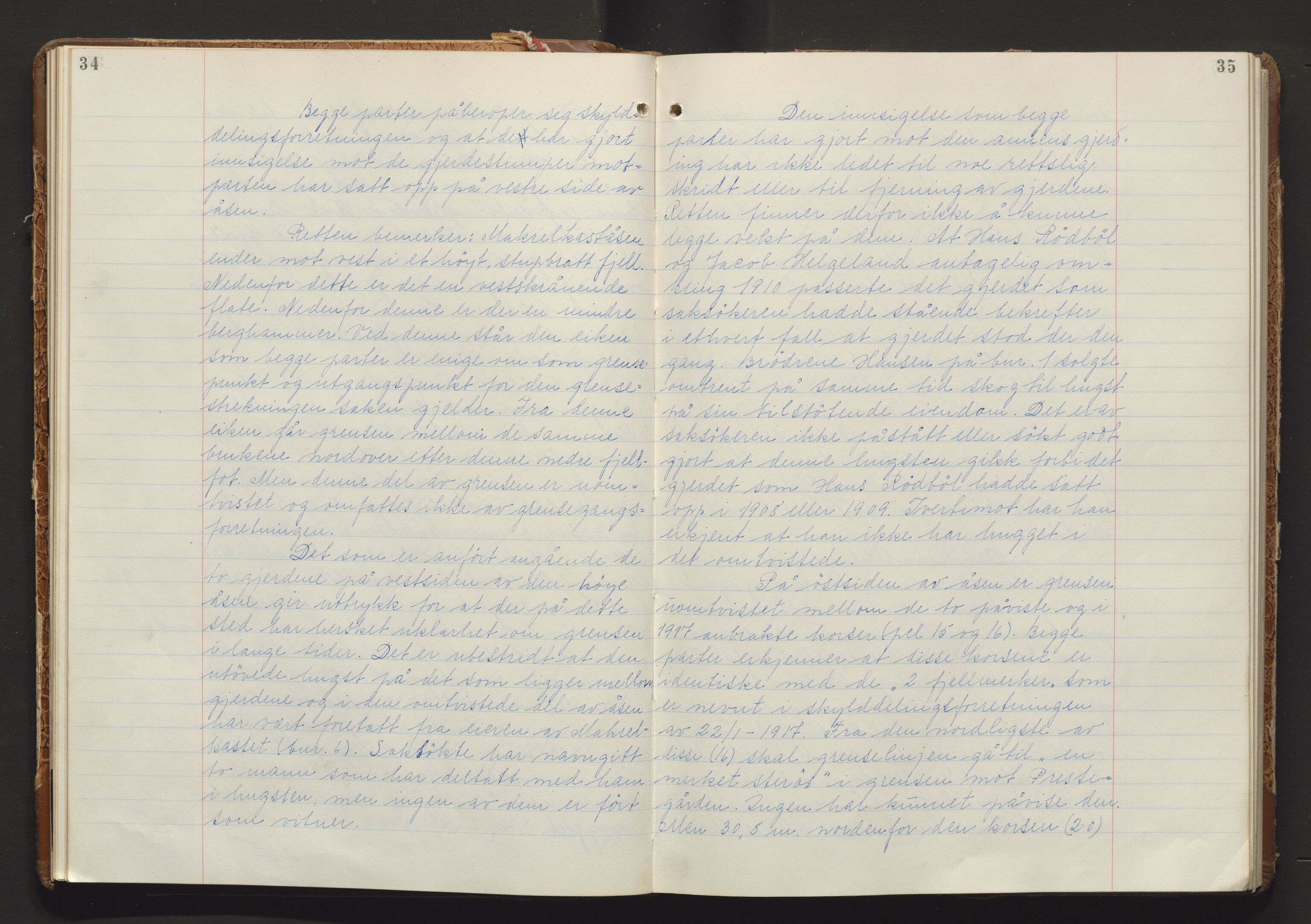 Utskiftningsvesenet i Vestfold, AV/SAKO-A-797/F/Fa/L0032: Rettsbok (forhandlingsprotokoll), 1945-1949, s. 34-35