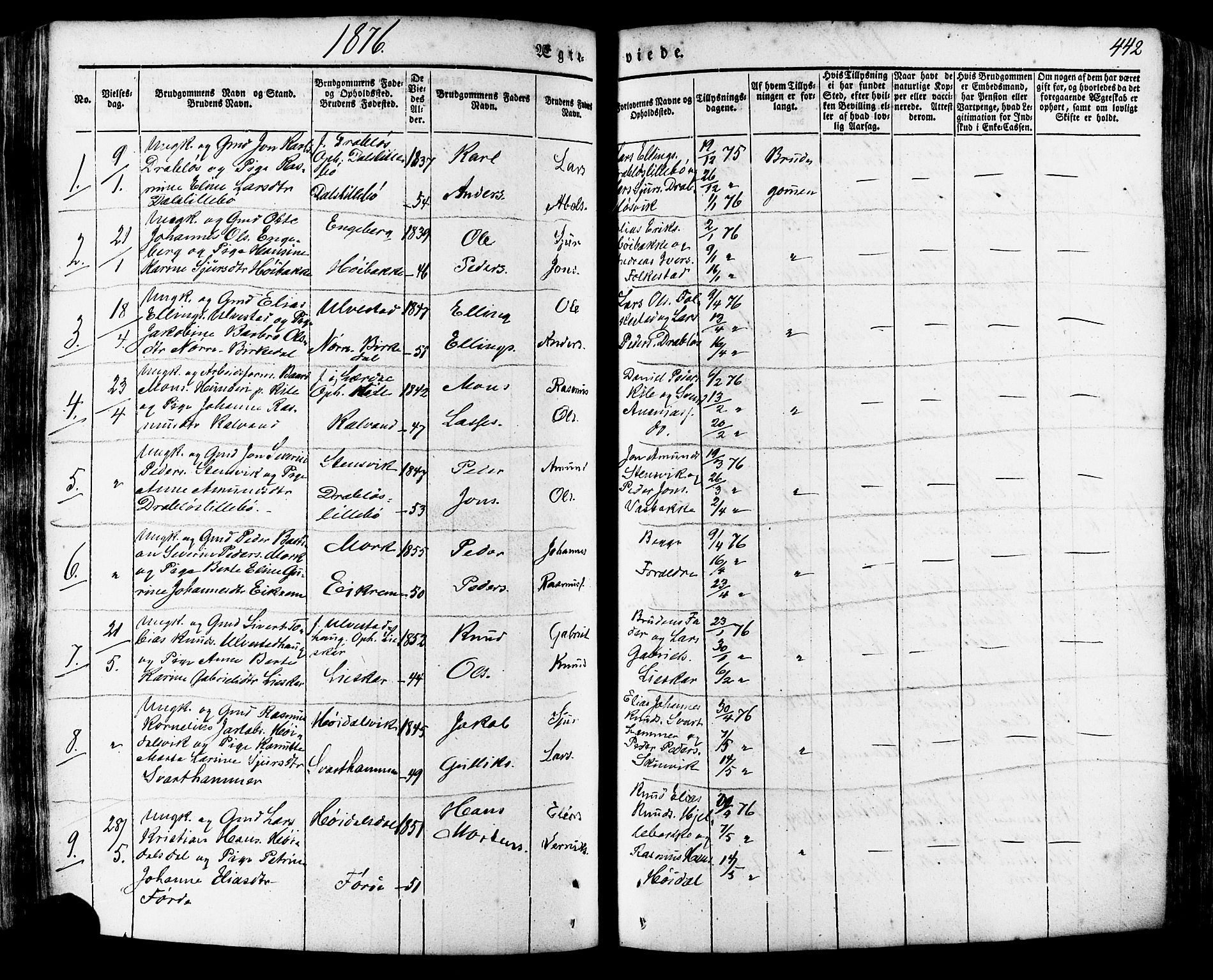 Ministerialprotokoller, klokkerbøker og fødselsregistre - Møre og Romsdal, SAT/A-1454/511/L0140: Ministerialbok nr. 511A07, 1851-1878, s. 442