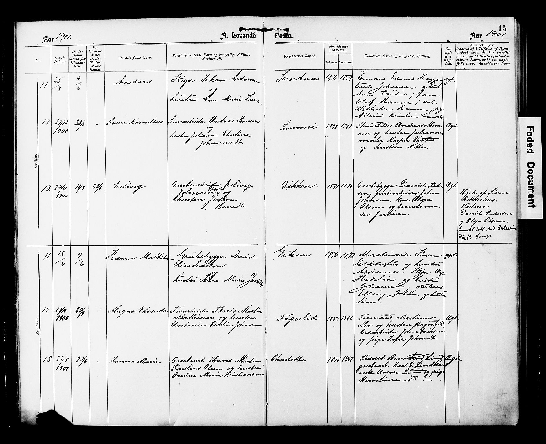 Ministerialprotokoller, klokkerbøker og fødselsregistre - Nordland, AV/SAT-A-1459/850/L0709: Ministerialbok nr. 850A01, 1899-1909, s. 15