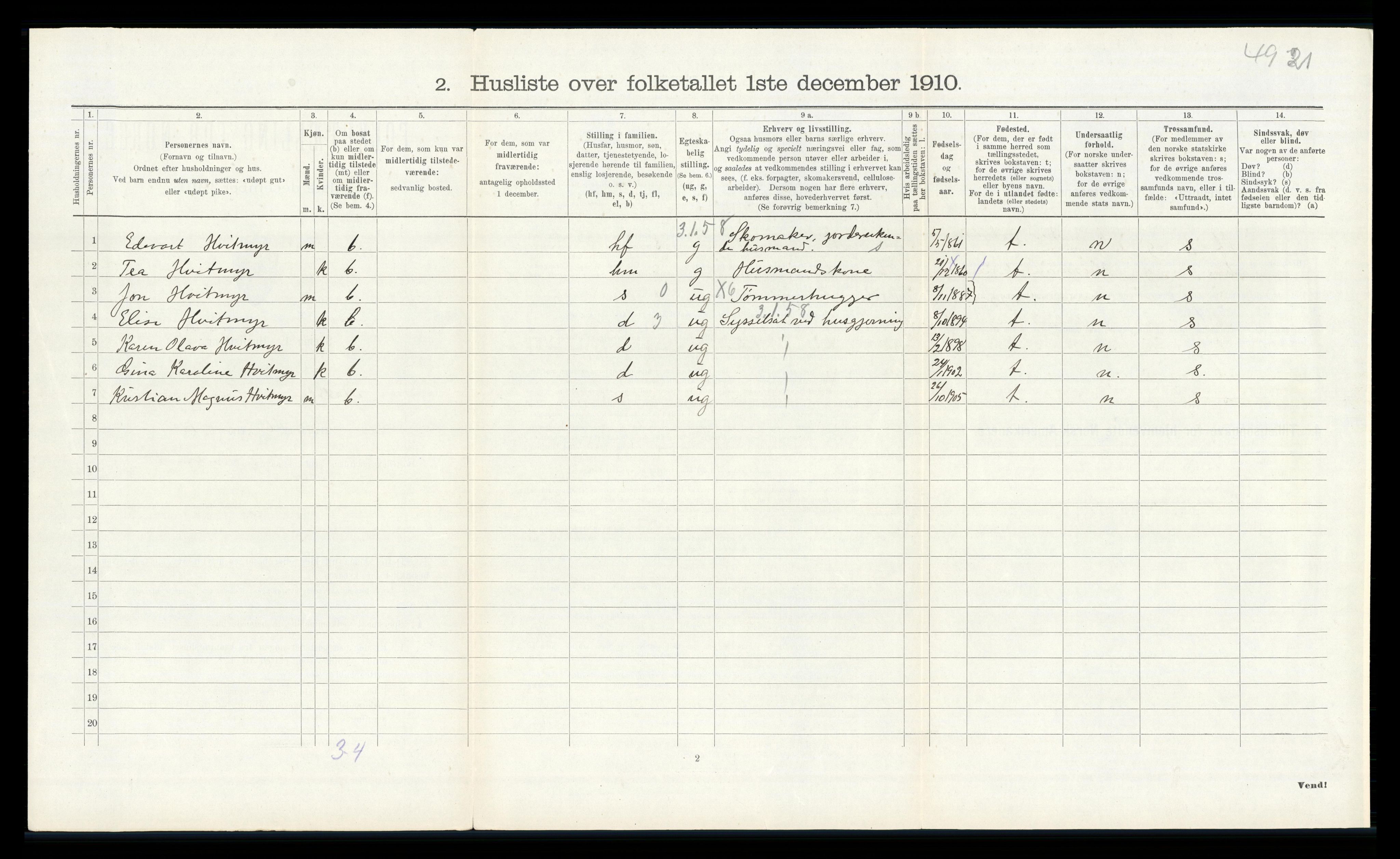 RA, Folketelling 1910 for 0614 Ådal herred, 1910, s. 374