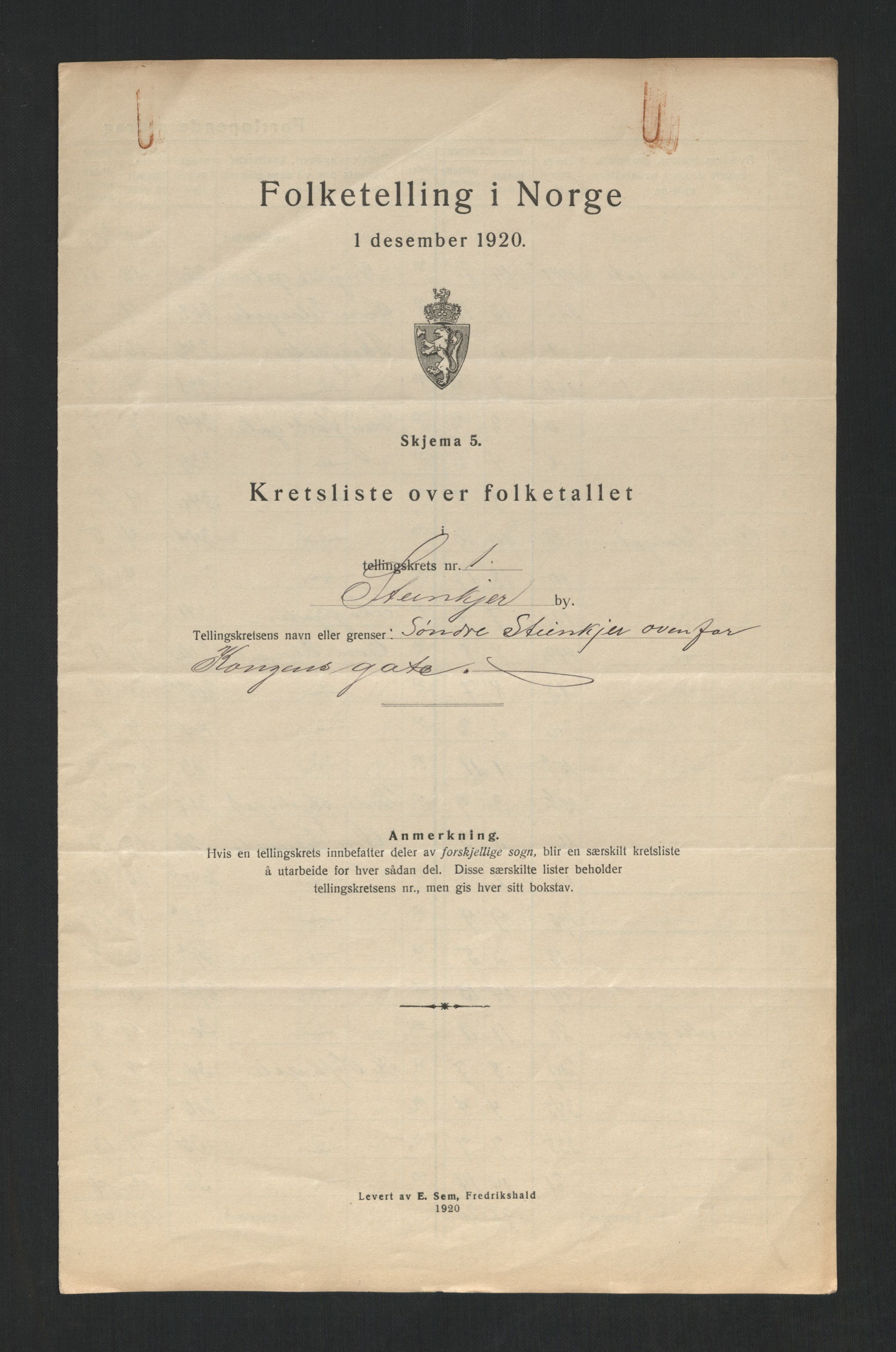 SAT, Folketelling 1920 for 1702 Steinkjer ladested, 1920, s. 8