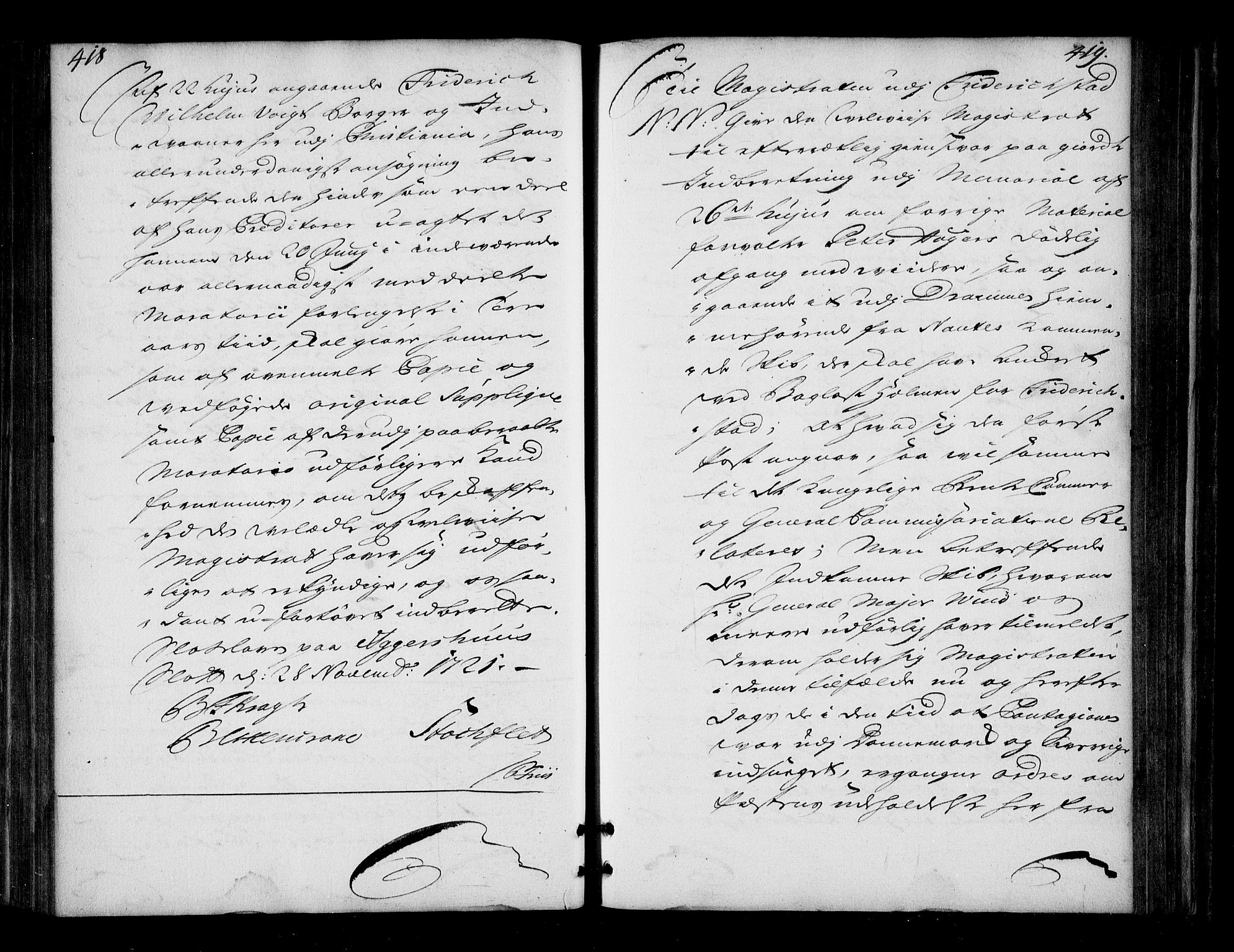 Stattholderembetet 1572-1771, AV/RA-EA-2870/Bd/L0013: Ordreprotokoll, 1720-1722, s. 418-419