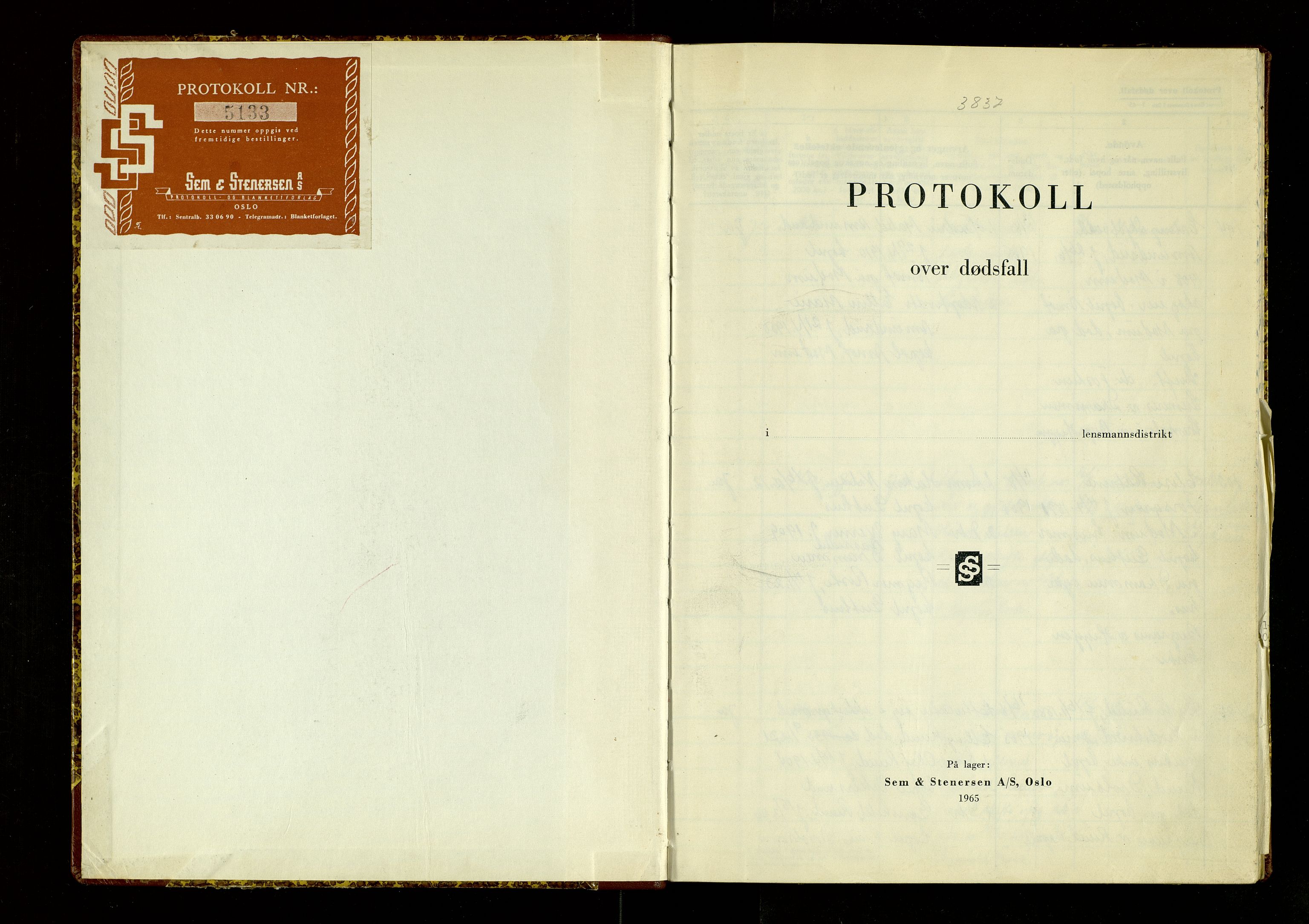 Modum lensmannskontor, AV/SAKO-A-524/H/Ha/Hac/L0002: Dødsfallsprotokoll , 1965-1966