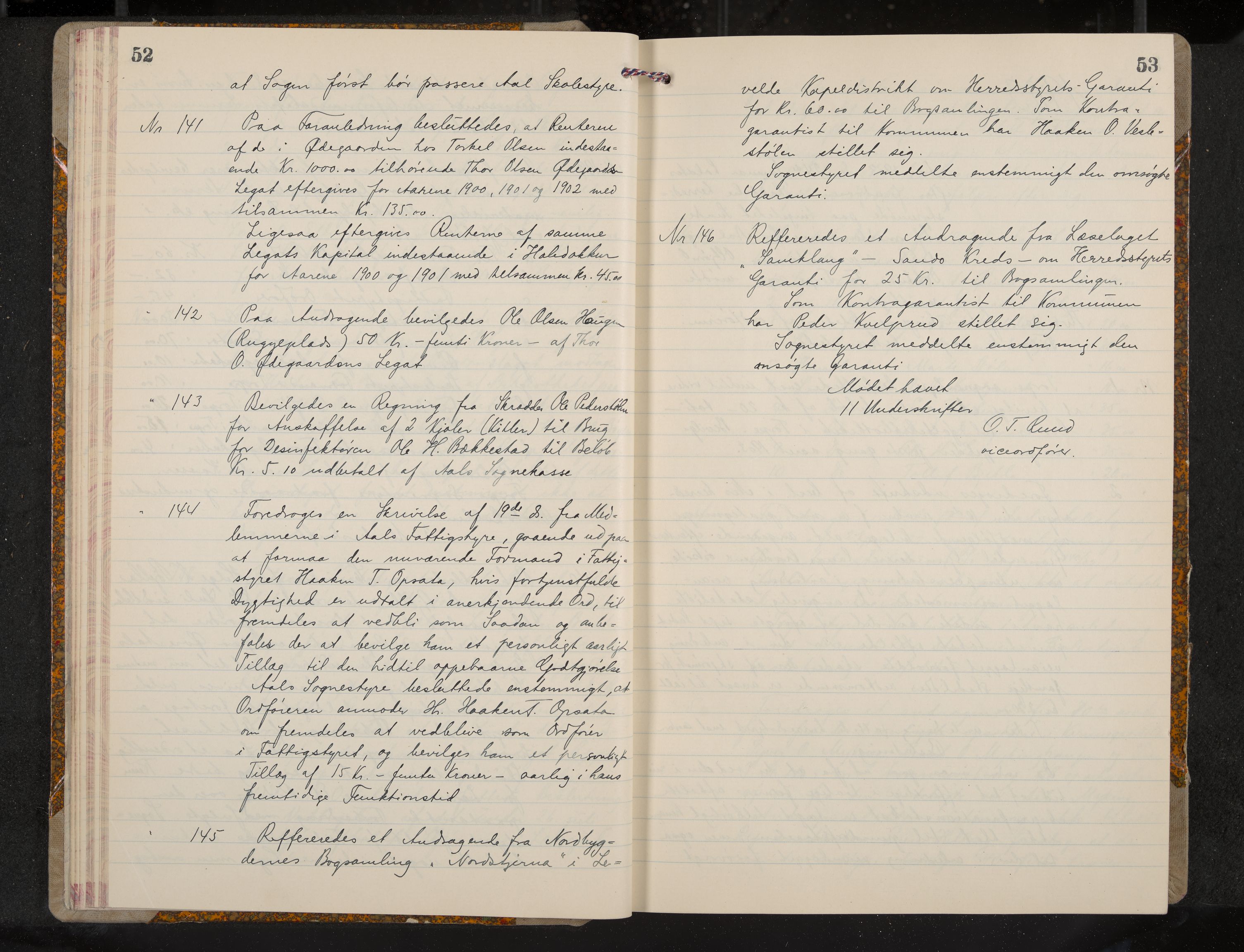 Ål formannskap og sentraladministrasjon, IKAK/0619021/A/Aa/L0005: Utskrift av møtebok, 1902-1910, s. 52-53