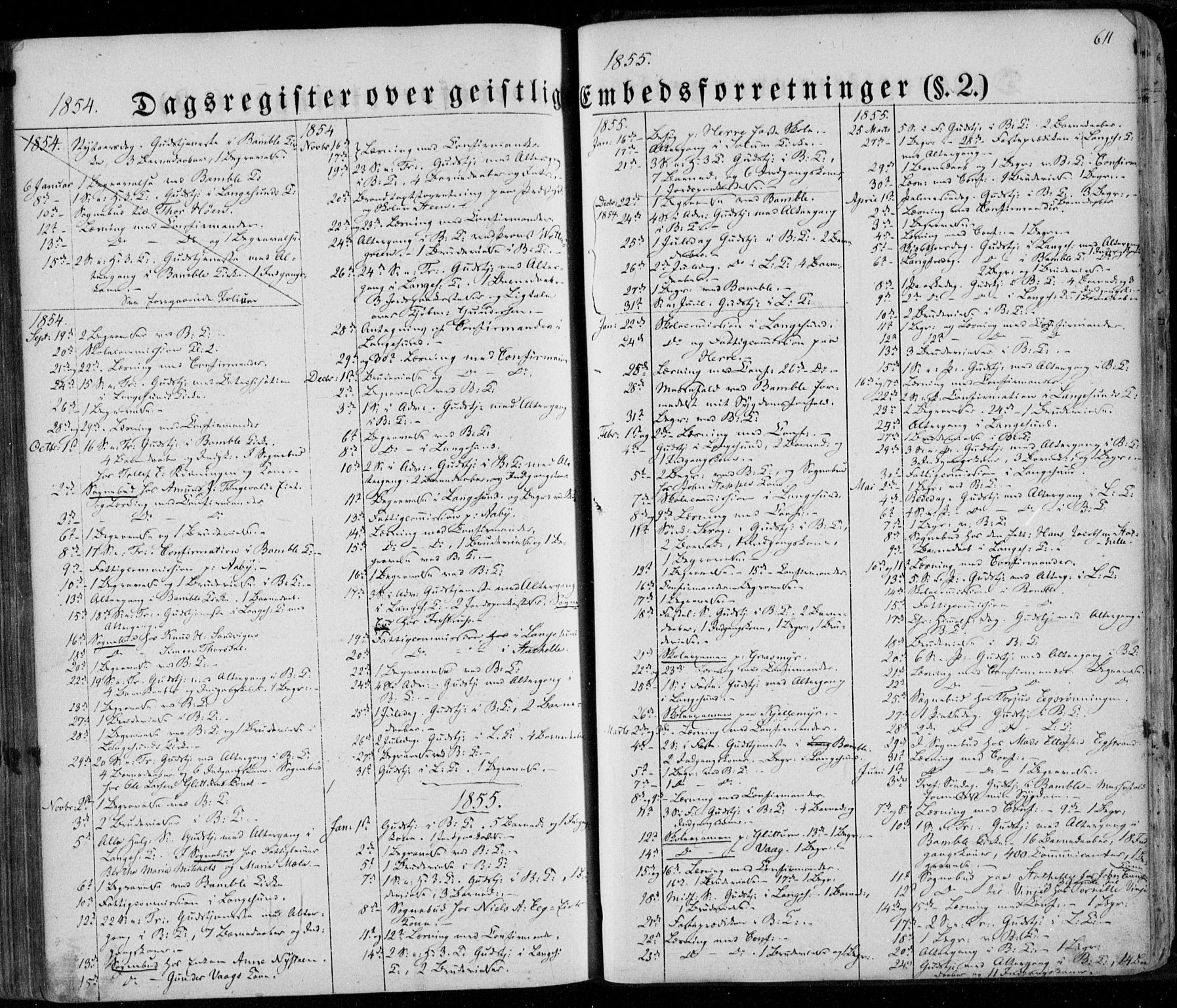 Bamble kirkebøker, AV/SAKO-A-253/F/Fa/L0005: Ministerialbok nr. I 5, 1854-1869, s. 611