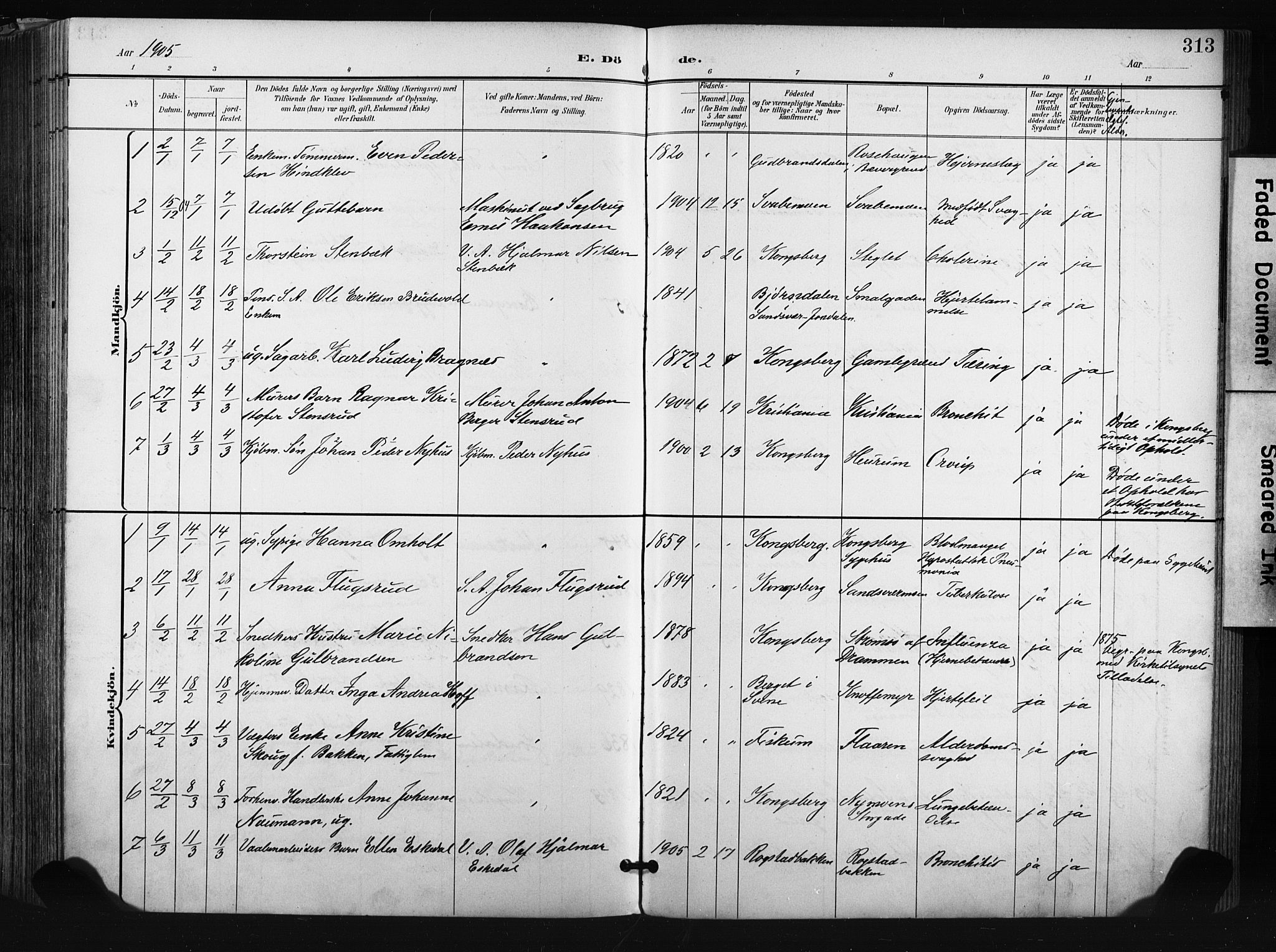 Kongsberg kirkebøker, AV/SAKO-A-22/F/Fb/L0003: Ministerialbok nr. II 3, 1896-1905, s. 313