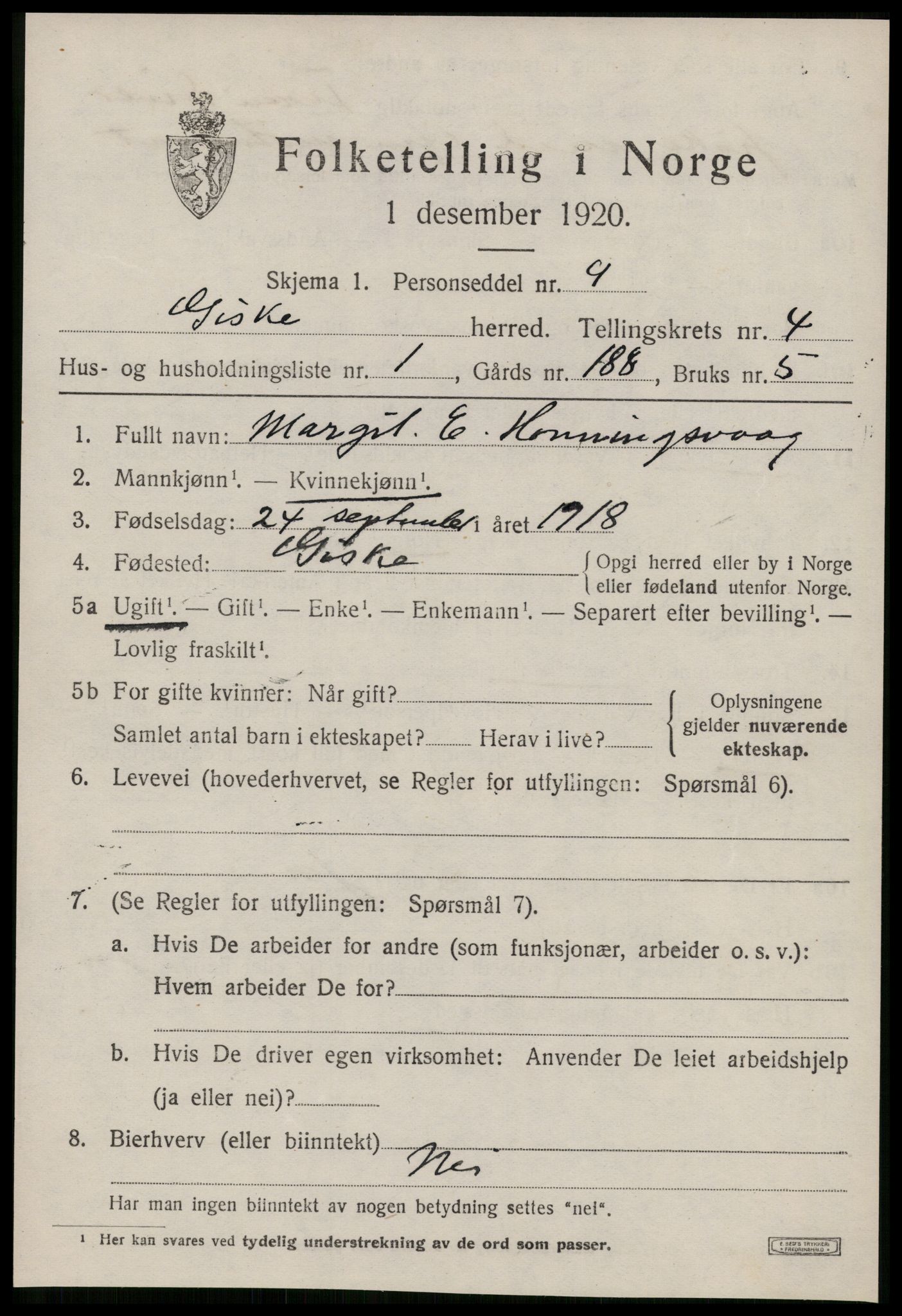 SAT, Folketelling 1920 for 1532 Giske herred, 1920, s. 2640