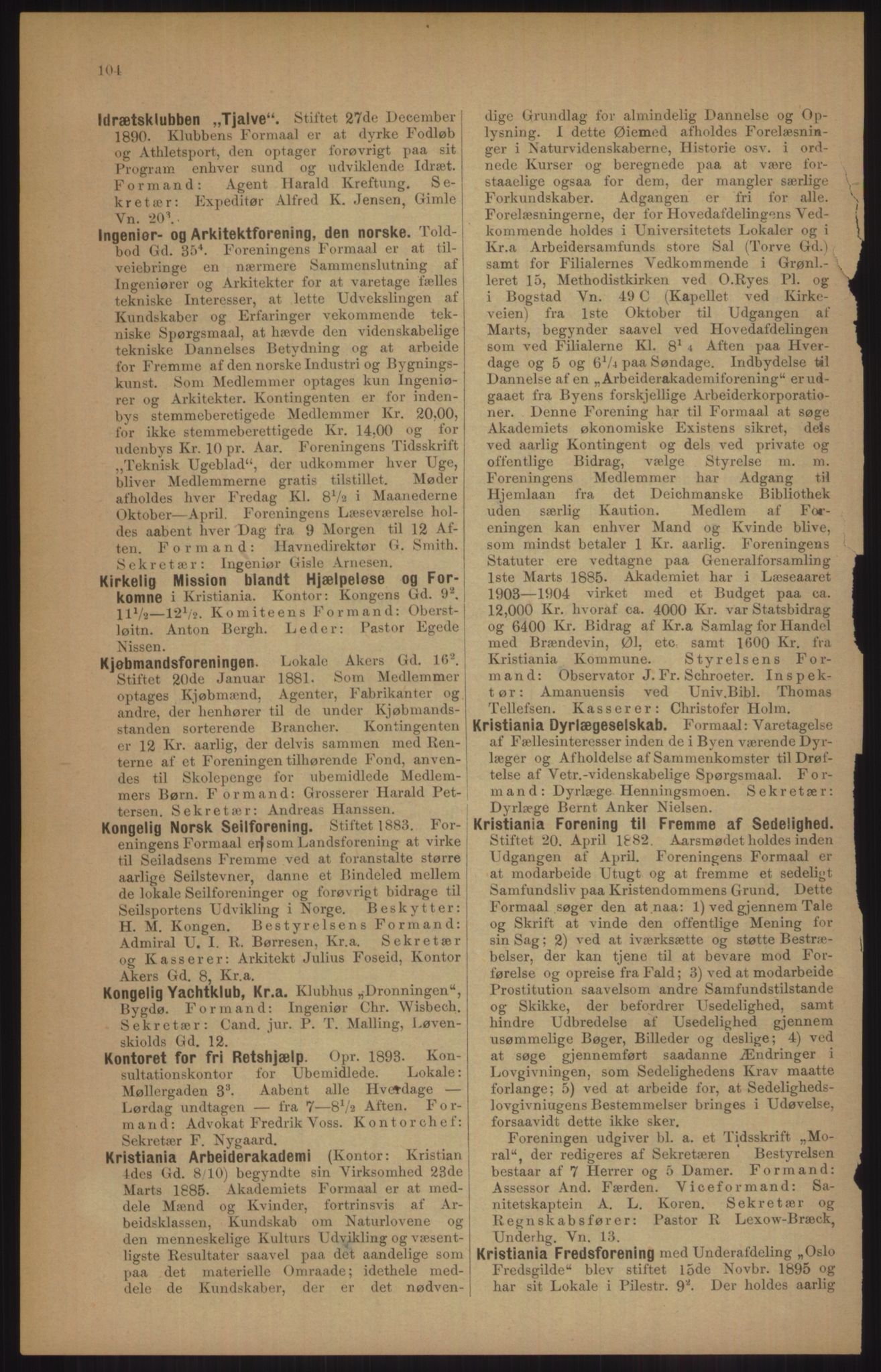 Kristiania/Oslo adressebok, PUBL/-, 1905, s. 104