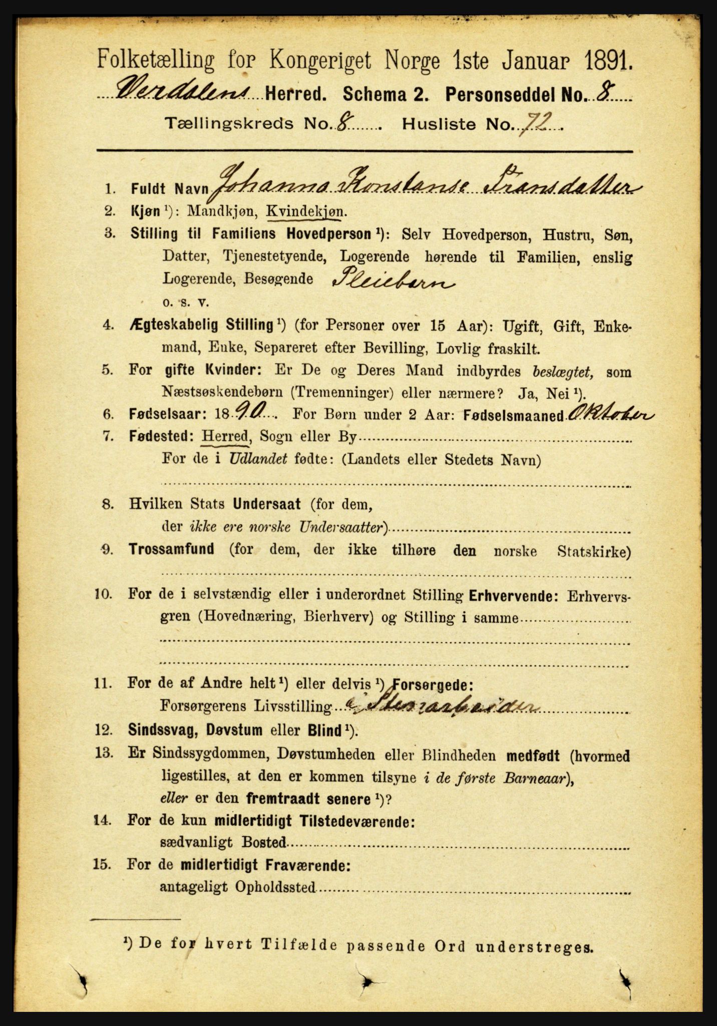 RA, Folketelling 1891 for 1721 Verdal herred, 1891, s. 4872