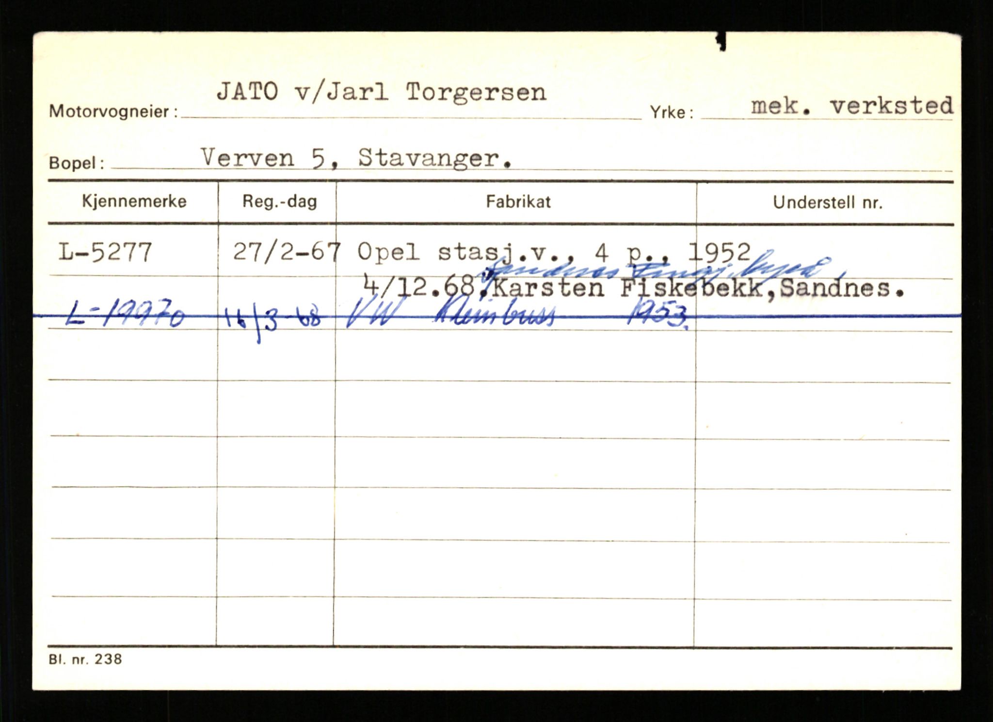 Stavanger trafikkstasjon, SAST/A-101942/0/H/L0018: Isbrekken - Jonas, 1930-1971, s. 1061