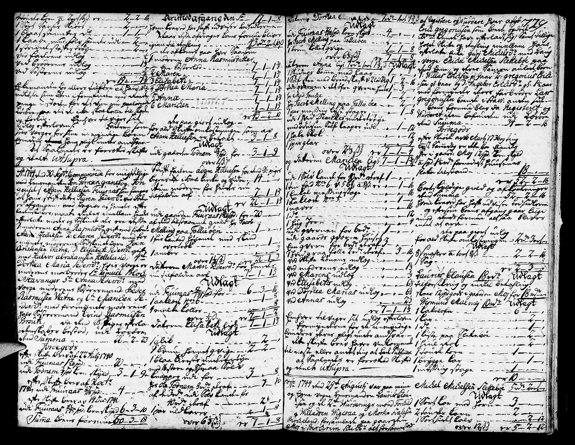 Jæren og Dalane sorenskriveri, AV/SAST-A-100306/5/50BA/L0008B: SKIFTEPROTOKOLL <349-758>, 1741-1744, s. 728b-729a